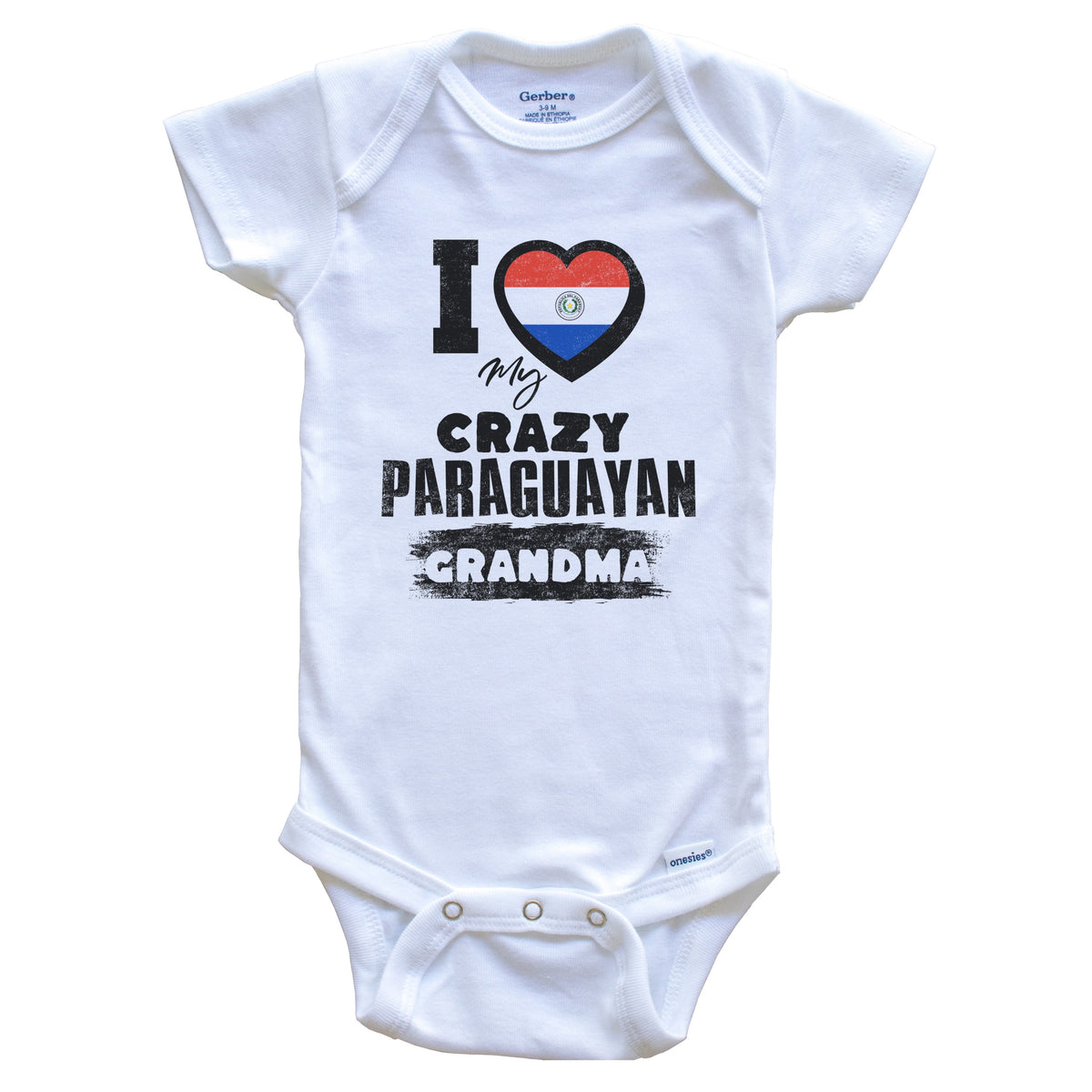 I Love My Crazy Paraguayan Grandma Funny Paraguay Flag Grandchild Baby Bodysuit