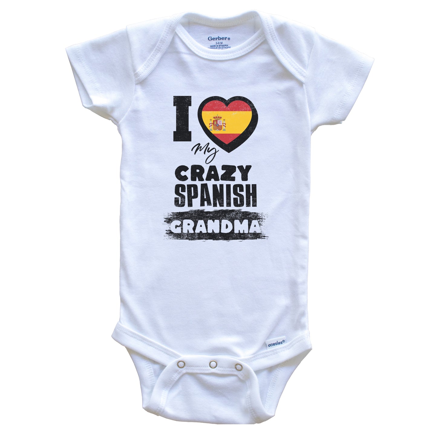 I Love My Crazy Spanish Grandma Funny Spain Flag Grandchild Baby Bodysuit