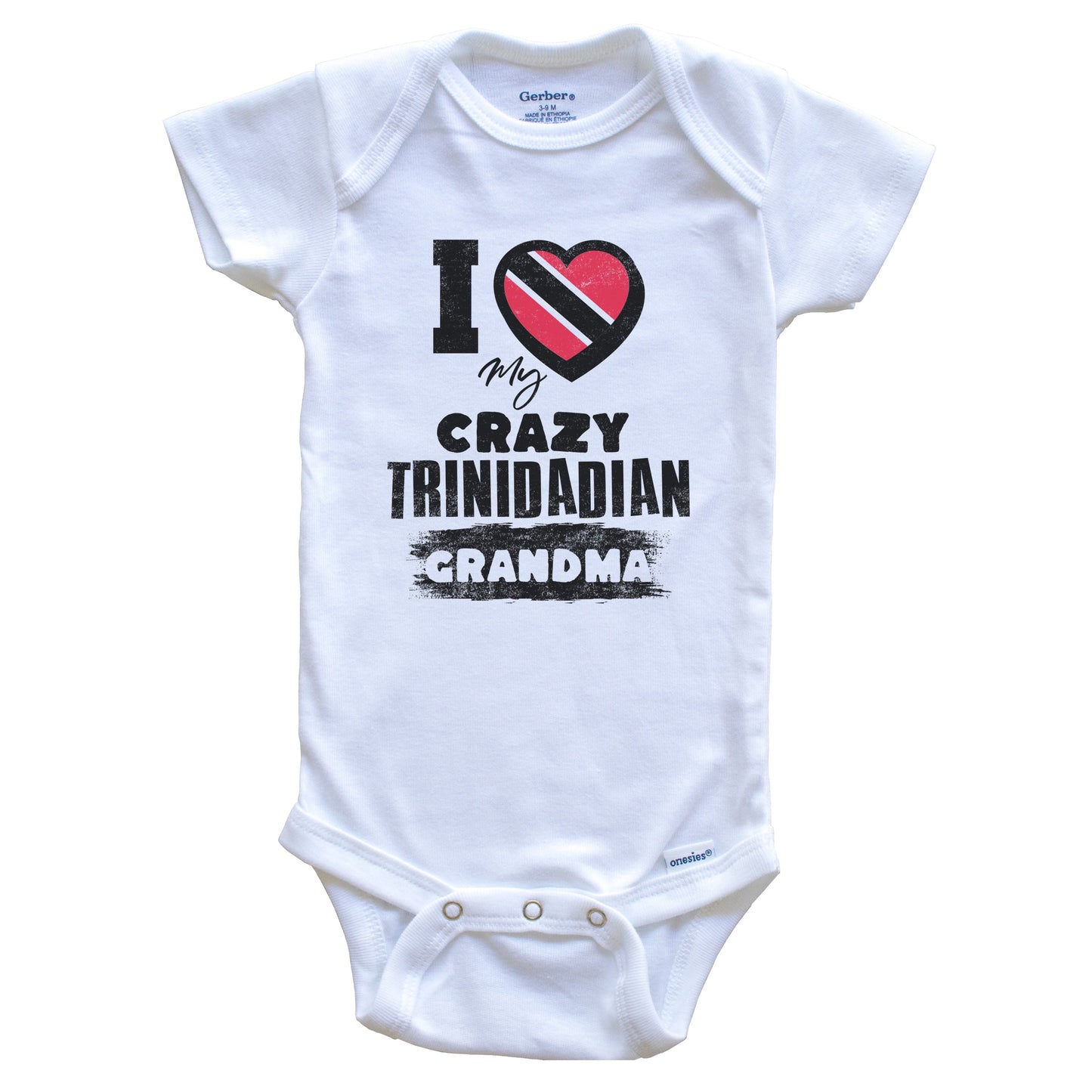 I Love My Crazy Trinidadian Grandma Funny Trinidad and Tobago Flag Grandchild Baby Bodysuit