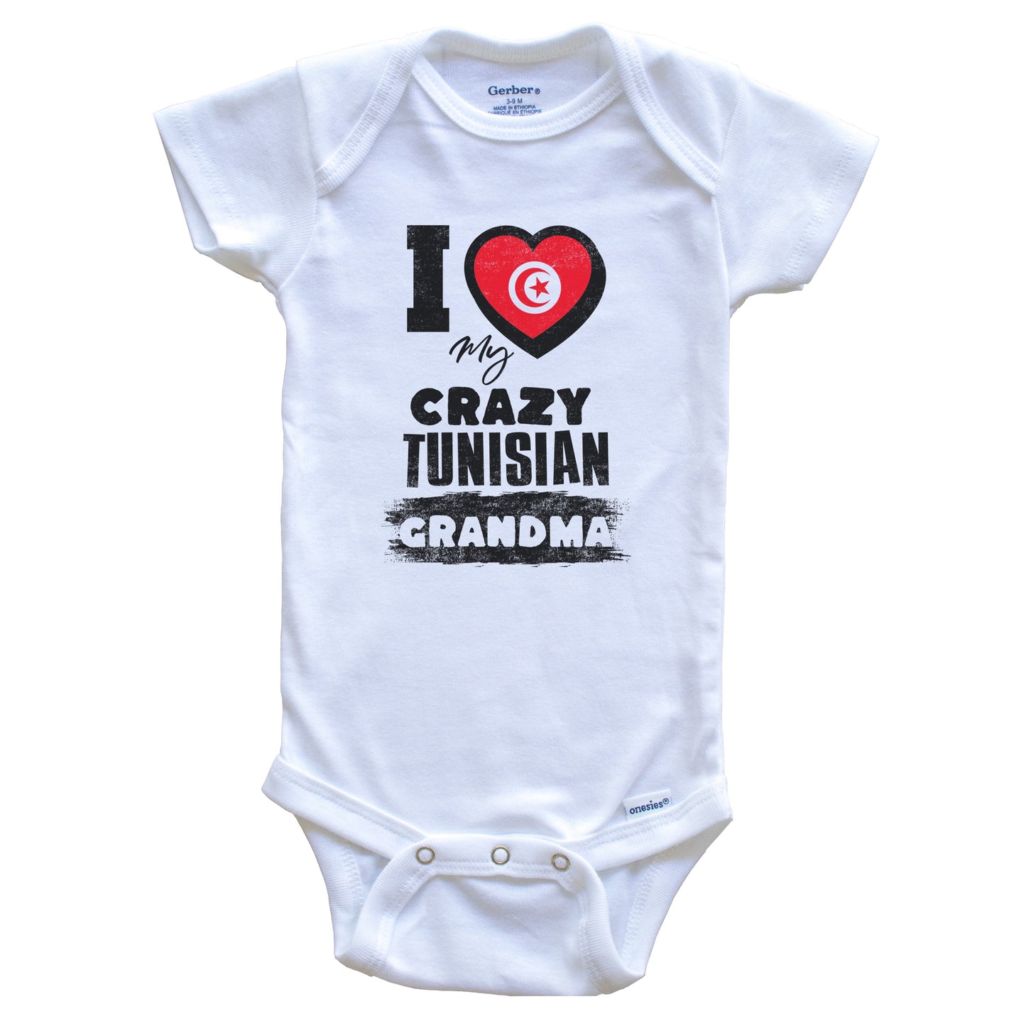 I Love My Crazy Tunisian Grandma Funny Tunisia Flag Grandchild Baby Bodysuit