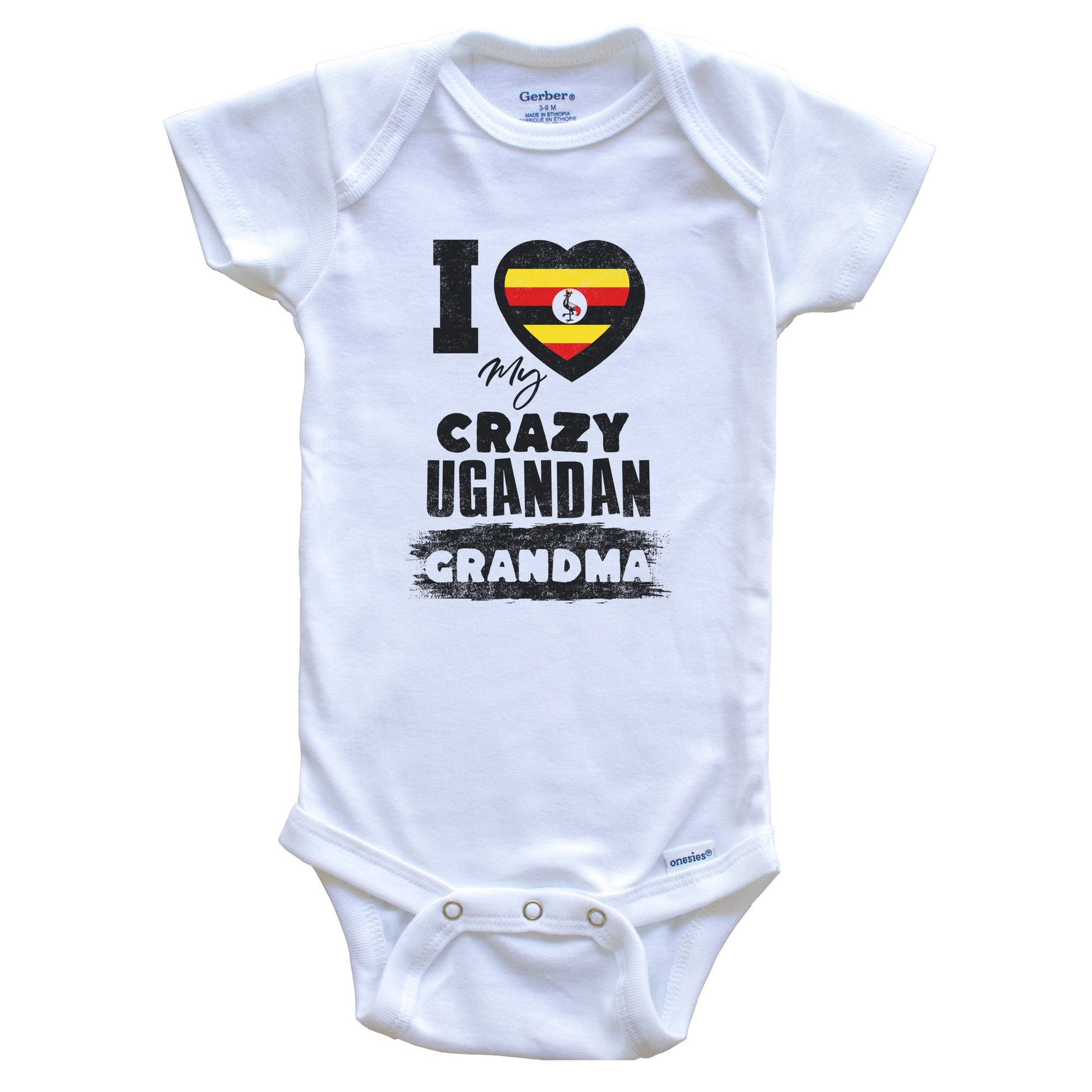 I Love My Crazy Ugandan Grandma Funny Uganda Flag Grandchild Baby Bodysuit