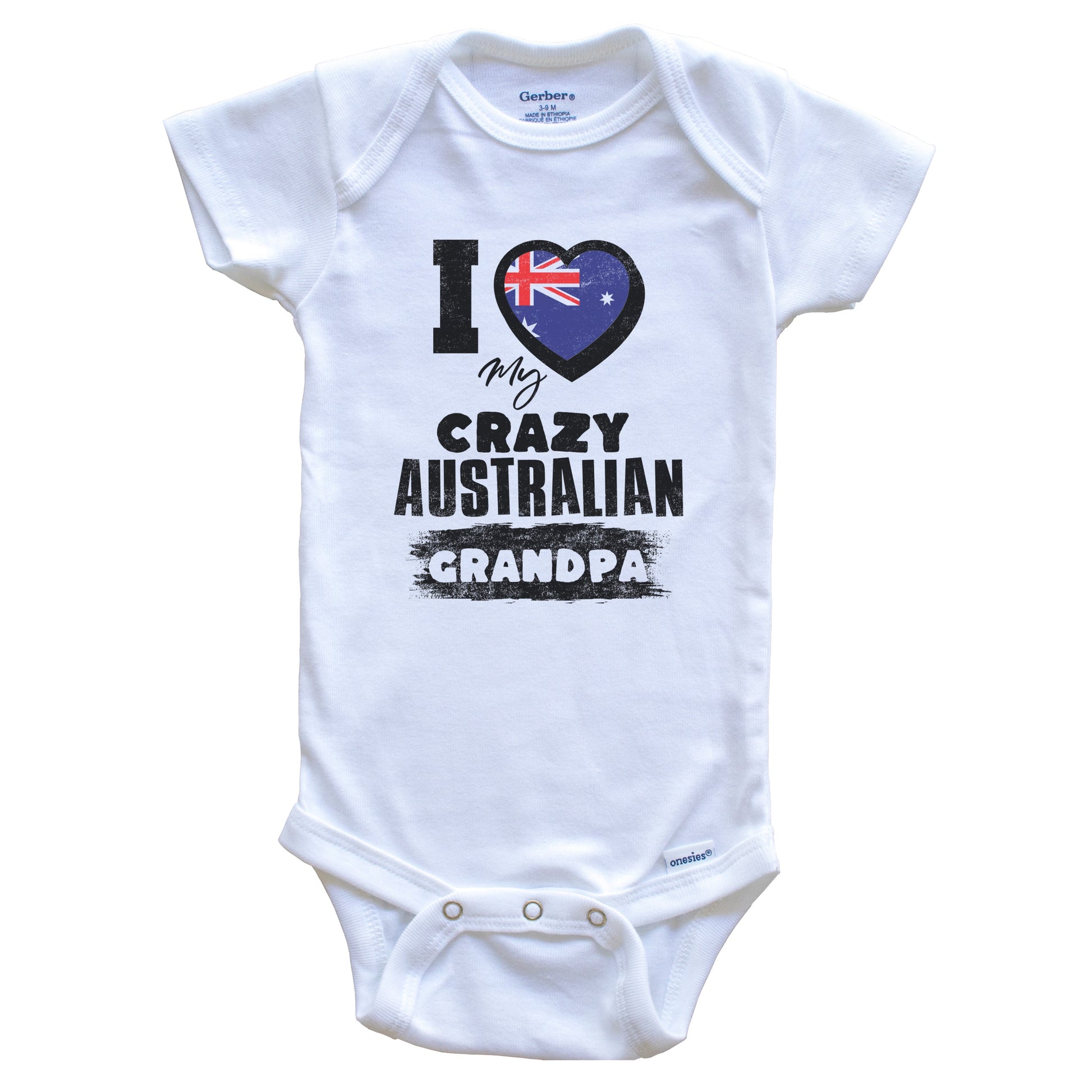 I Love My Crazy Australian Grandpa Funny Australia Flag Grandchild Baby Bodysuit