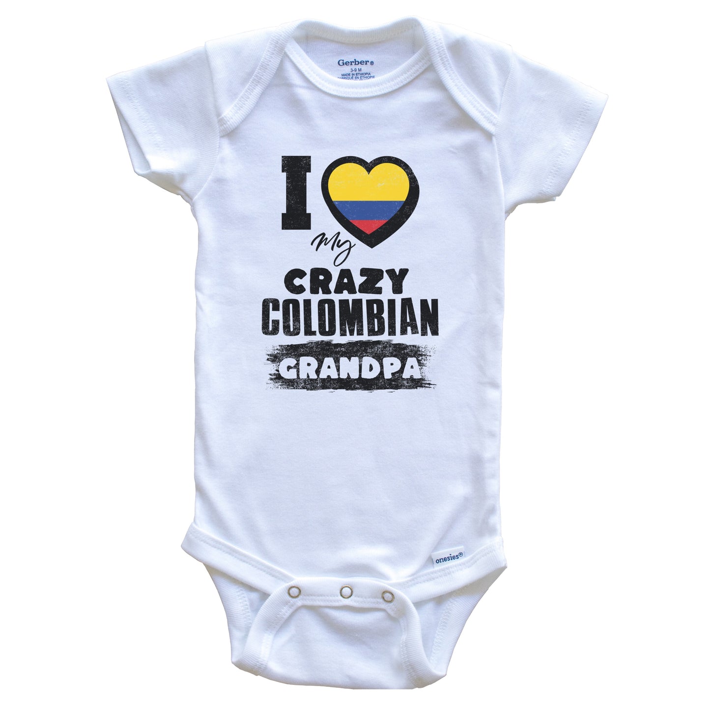 I Love My Crazy Colombian Grandpa Funny Colombia Flag Grandchild Baby Bodysuit