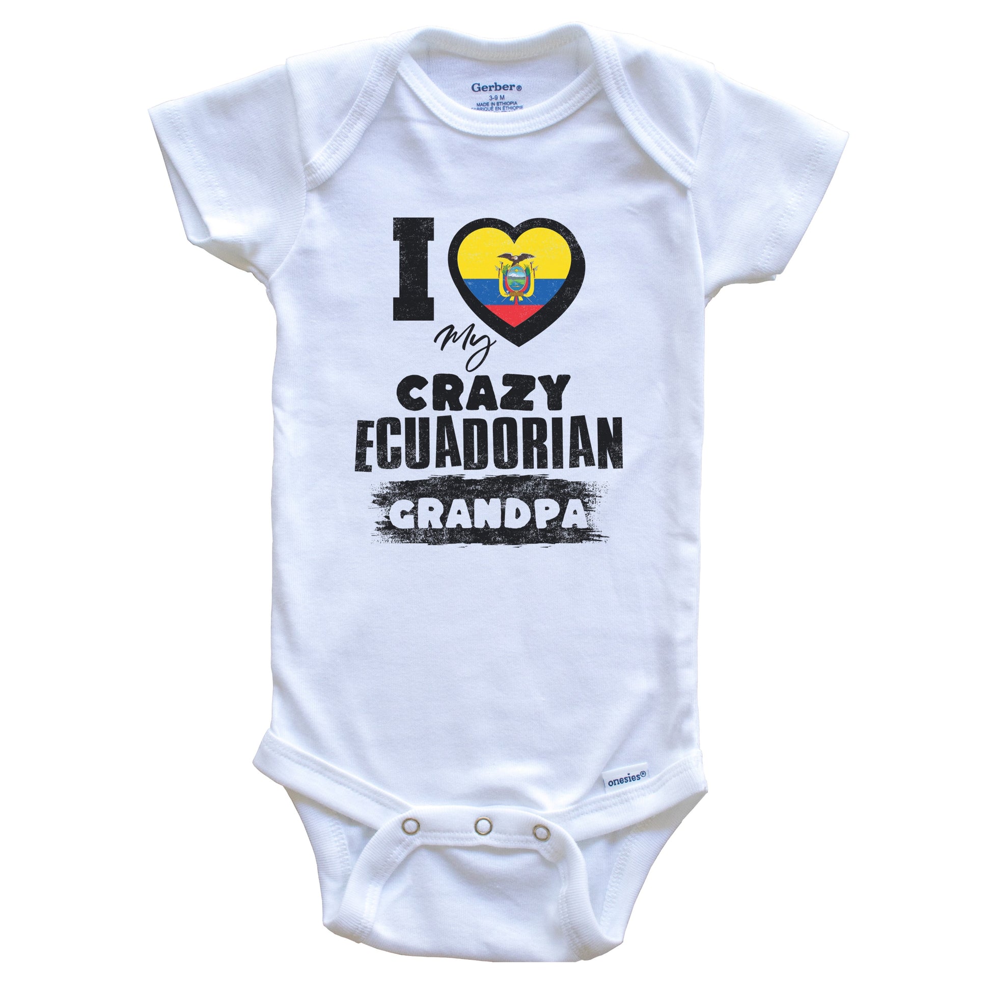 I Love My Crazy Ecuadorian Grandpa Funny Ecuador Flag Grandchild Baby Bodysuit