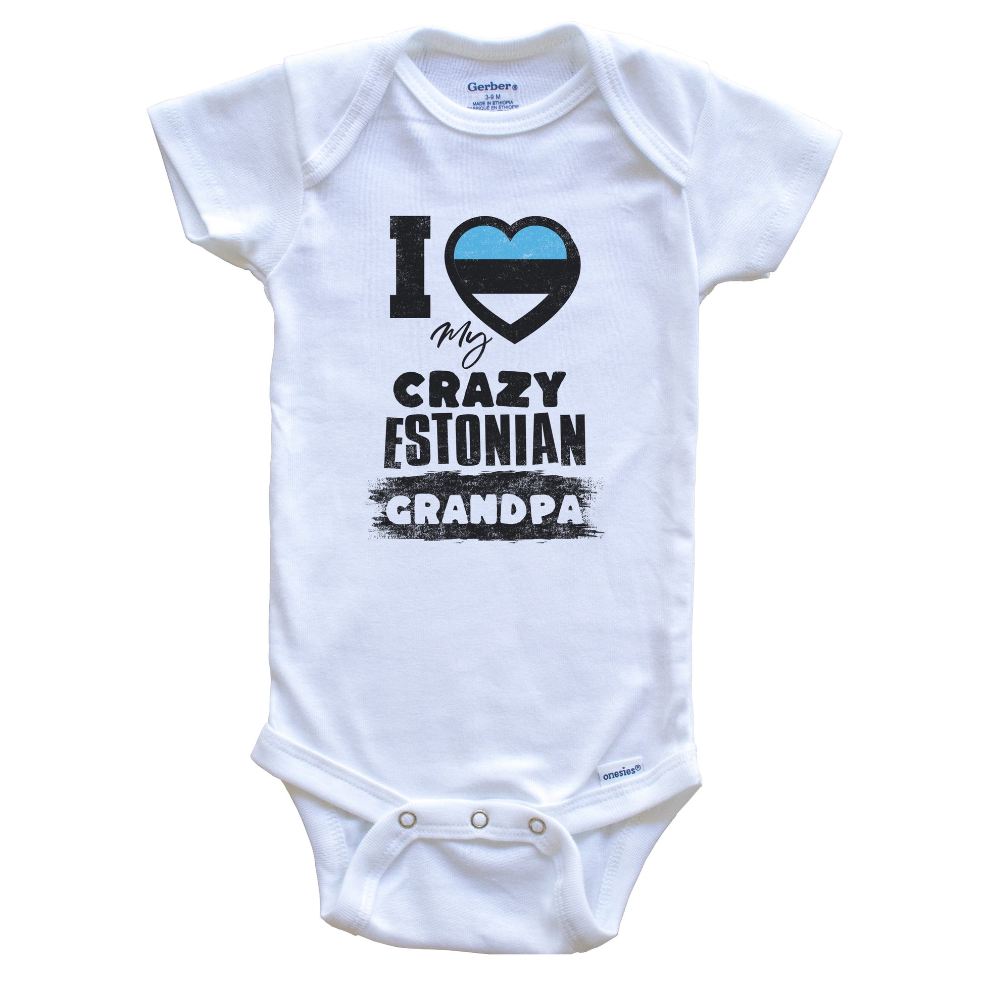 I Love My Crazy Estonian Grandpa Funny Estonia Flag Grandchild Baby Bodysuit