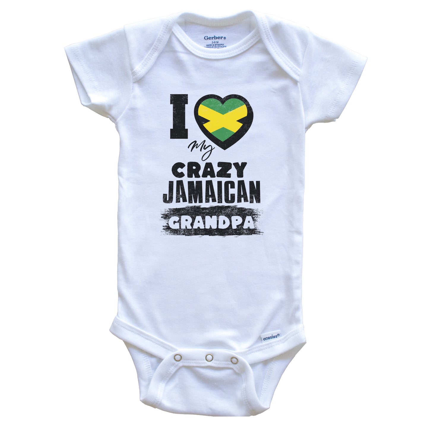 I Love My Crazy Jamaican Grandpa Funny Jamaica Flag Grandchild Baby Bodysuit