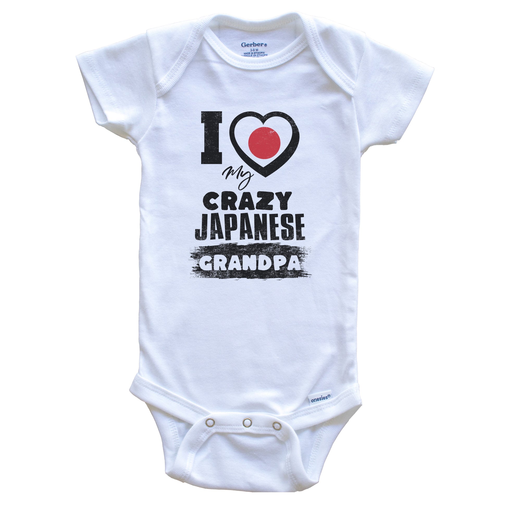 I Love My Crazy Japanese Grandpa Funny Japan Flag Grandchild Baby Bodysuit