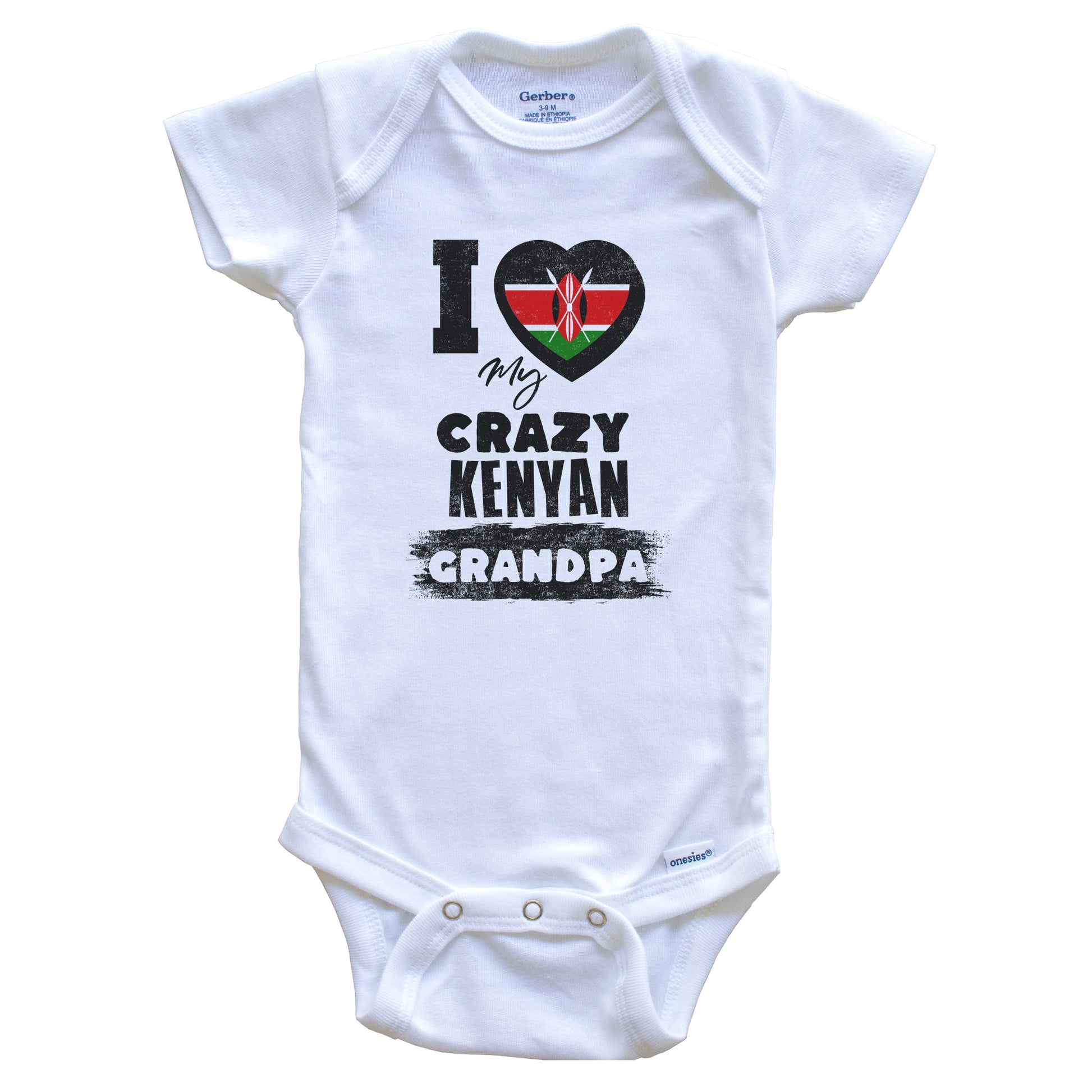 I Love My Crazy Kenyan Grandpa Funny Kenya Flag Grandchild Baby Bodysuit