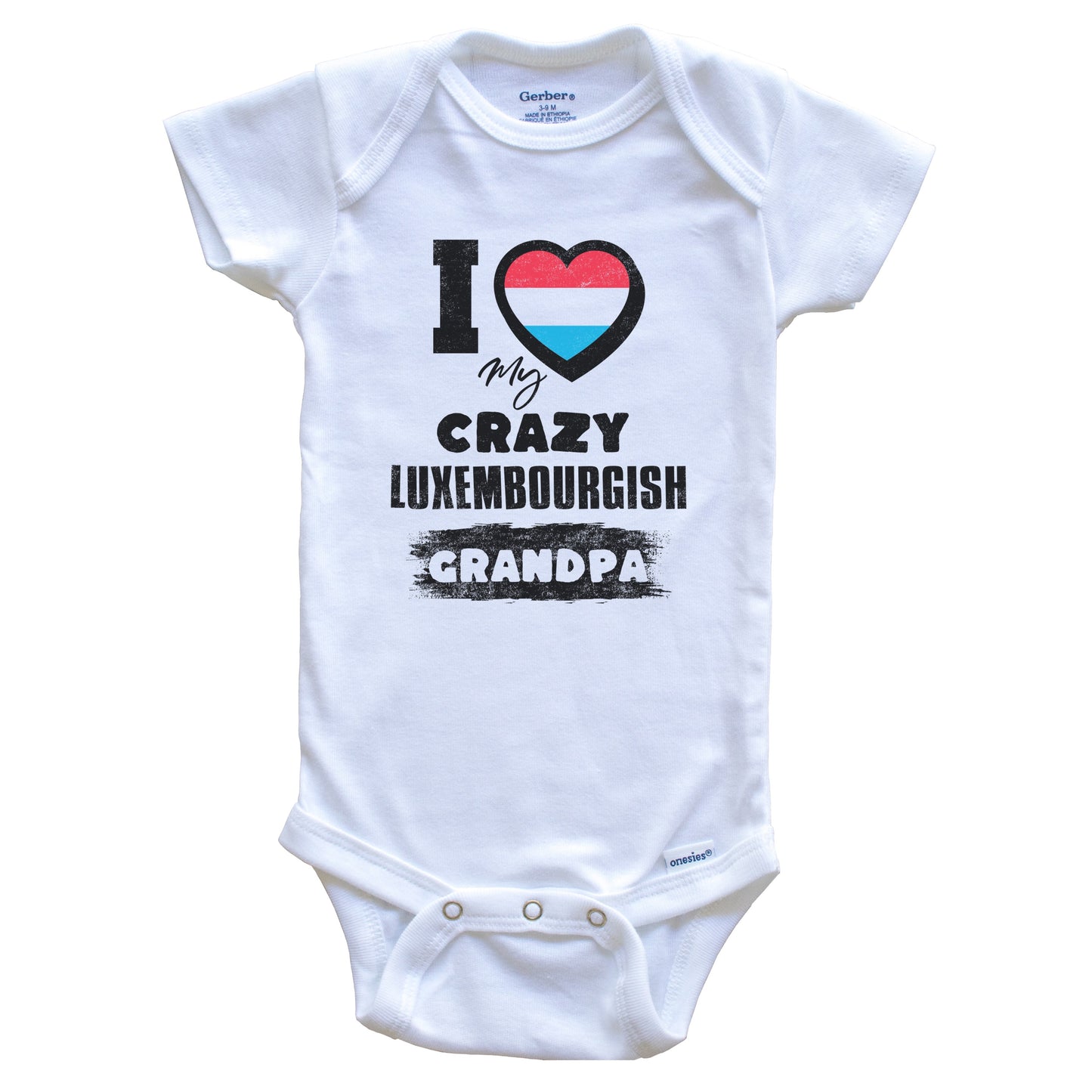 I Love My Crazy Luxembourgish Grandpa Funny Luxembourg Flag Grandchild Baby Bodysuit