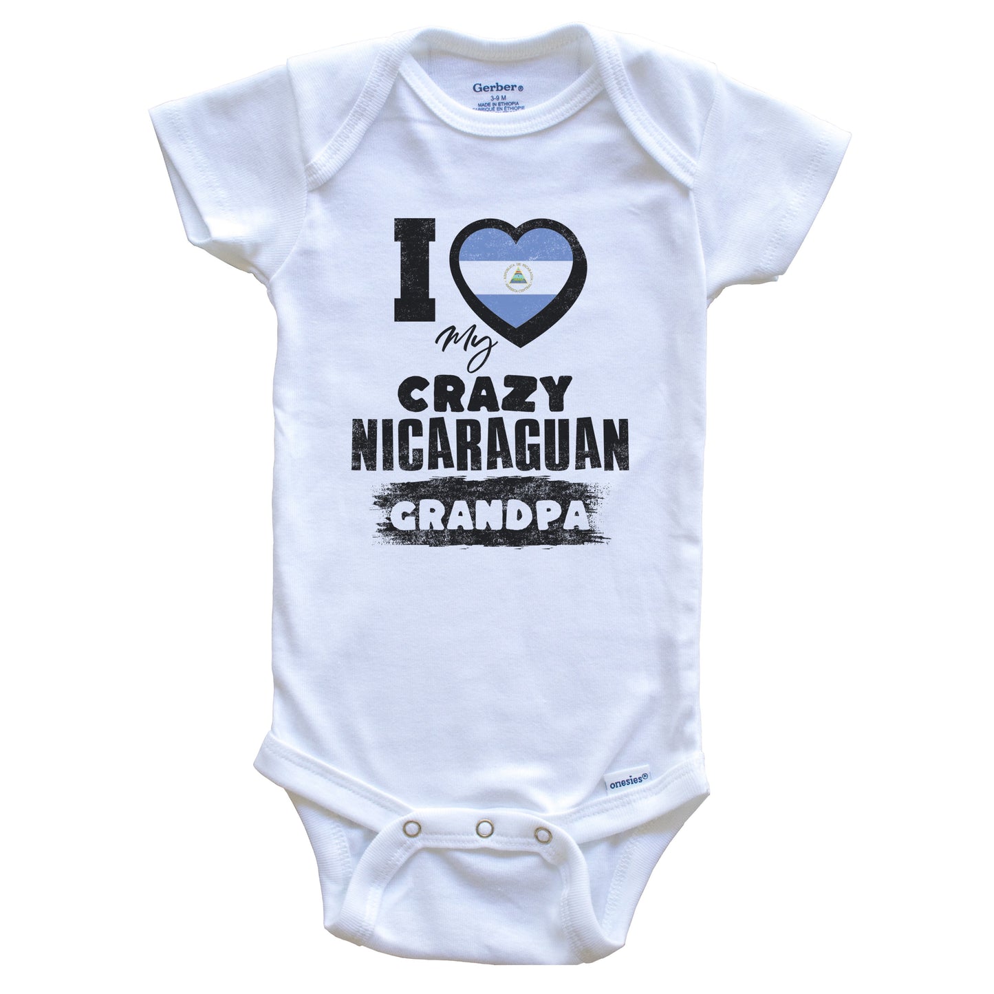 I Love My Crazy Nicaraguan Grandpa Funny Nicaragua Flag Grandchild Baby Bodysuit