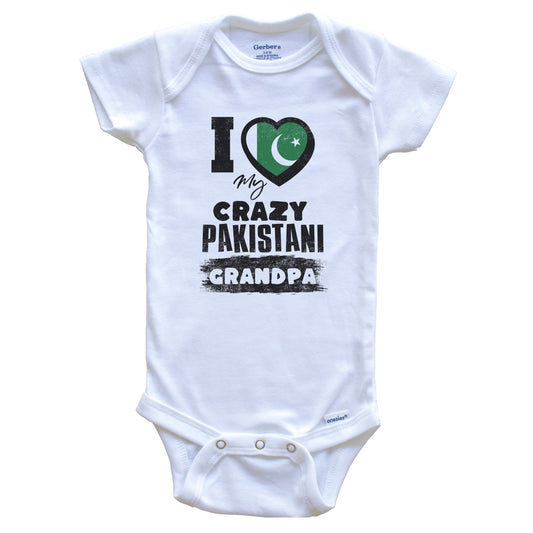 I Love My Crazy Pakistani Grandpa Funny Pakistan Flag Grandchild Baby Bodysuit