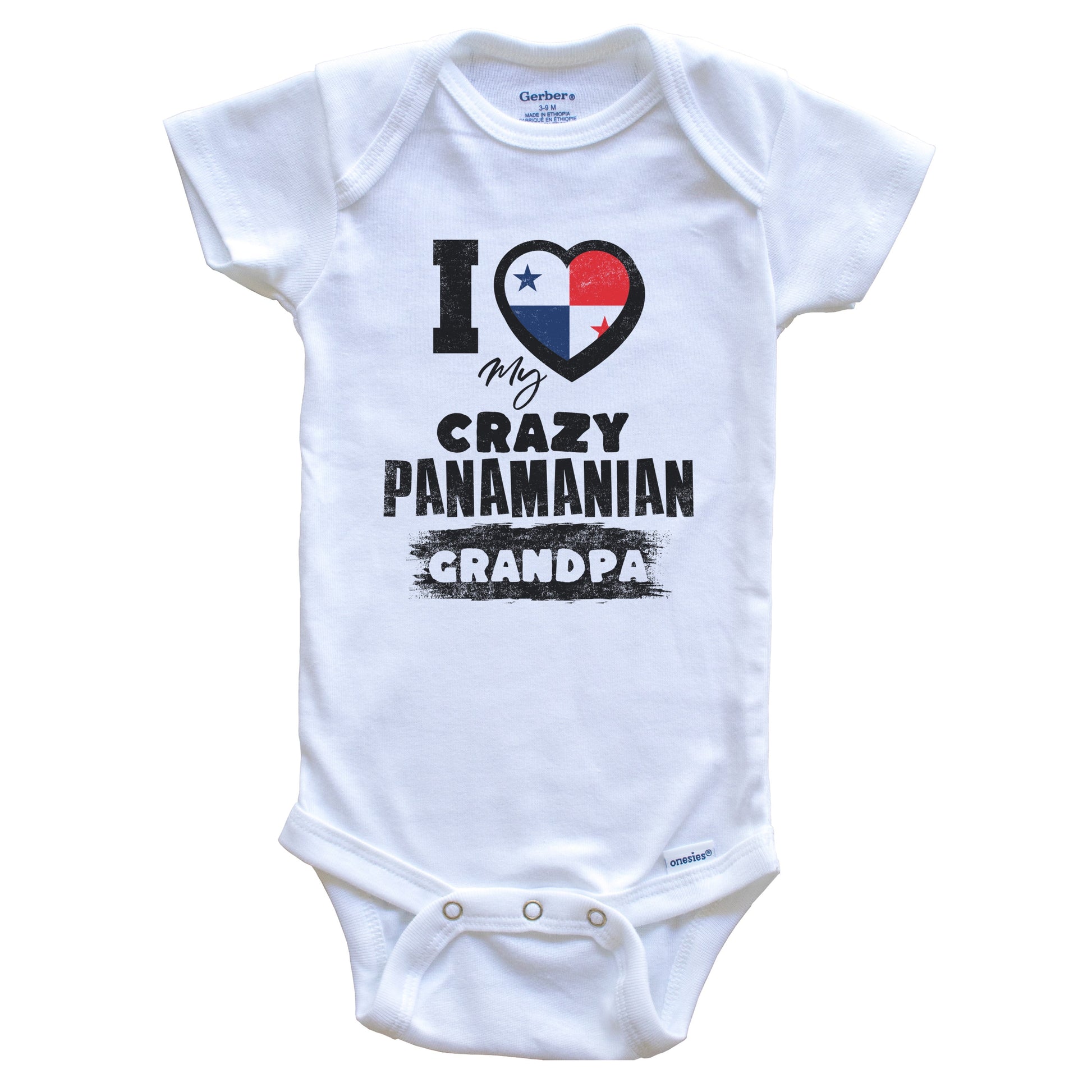 I Love My Crazy Panamanian Grandpa Funny Panama Flag Grandchild Baby Bodysuit