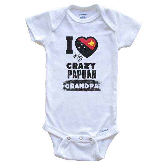 I Love My Crazy Papuan Grandpa Funny Papua New Guinea Flag Grandchild Baby Bodysuit