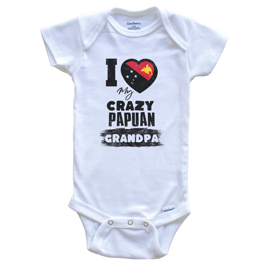 I Love My Crazy Papuan Grandpa Funny Papua New Guinea Flag Grandchild Baby Bodysuit