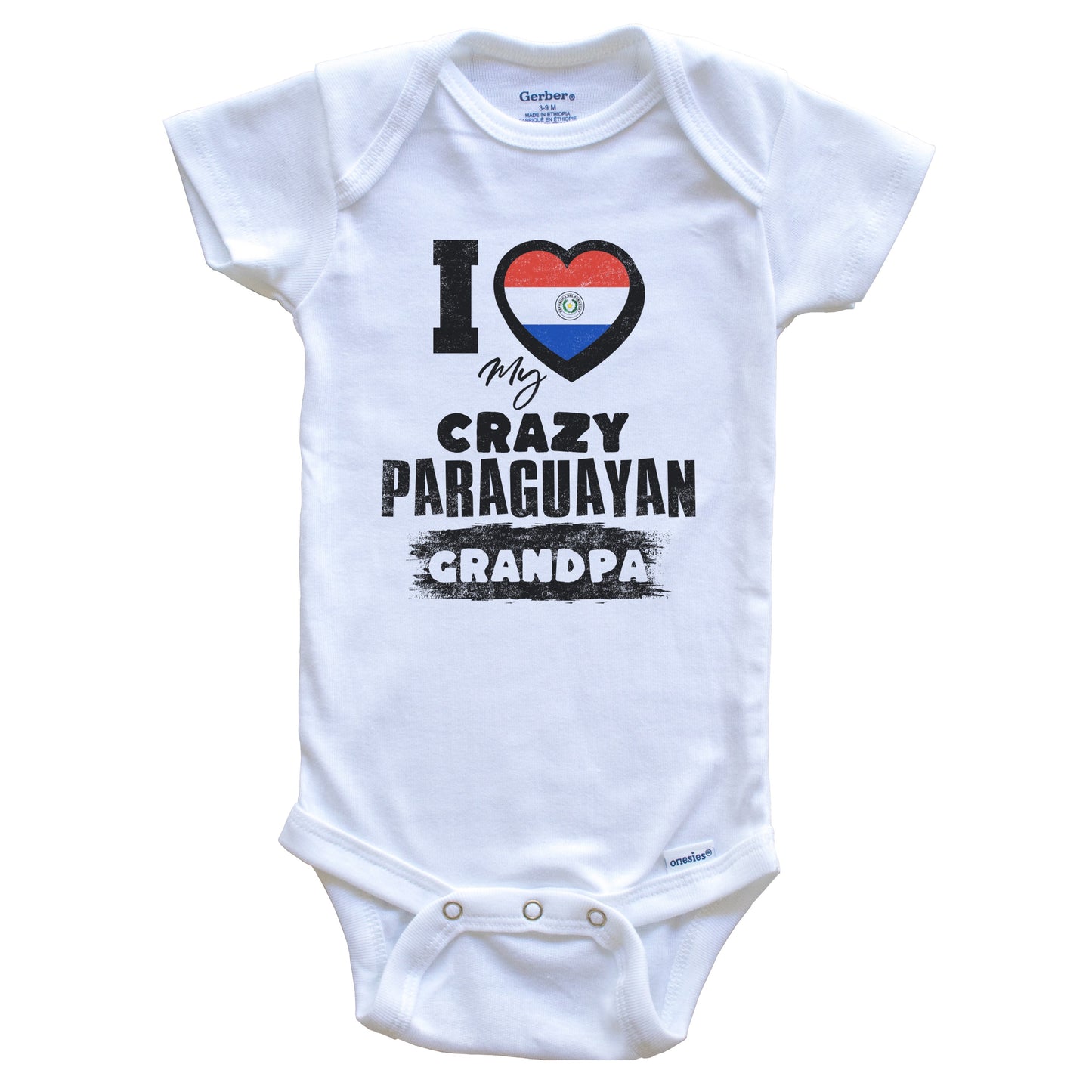 I Love My Crazy Paraguayan Grandpa Funny Paraguay Flag Grandchild Baby Bodysuit