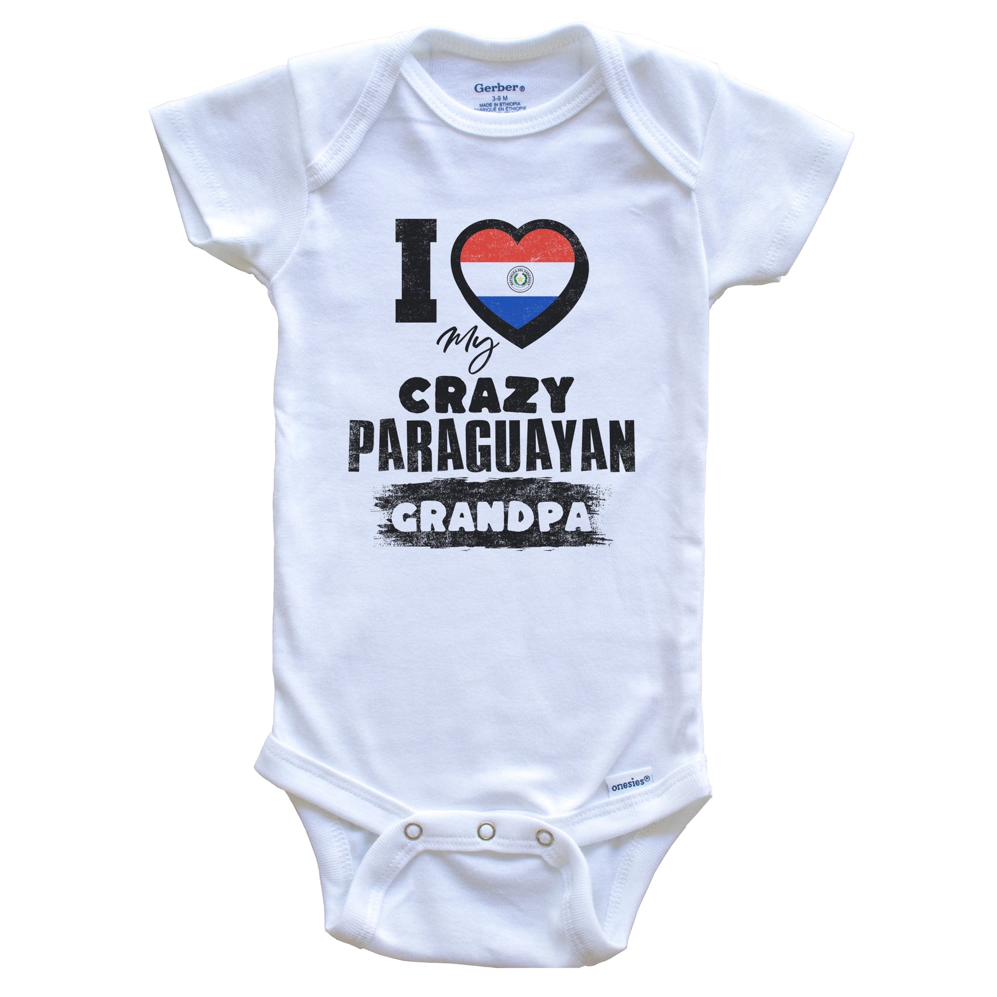 I Love My Crazy Paraguayan Grandpa Funny Paraguay Flag Grandchild Baby Bodysuit