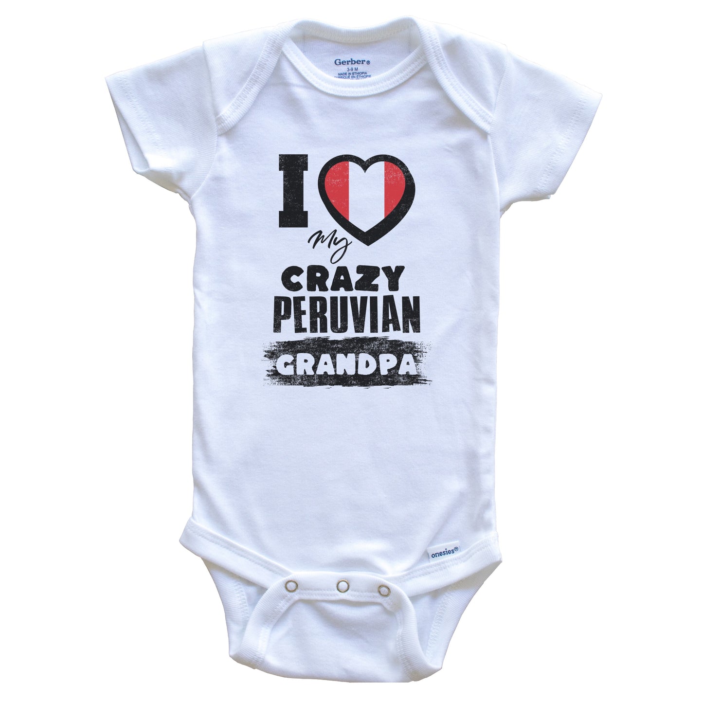 I Love My Crazy Peruvian Grandpa Funny Peru Flag Grandchild Baby Bodysuit