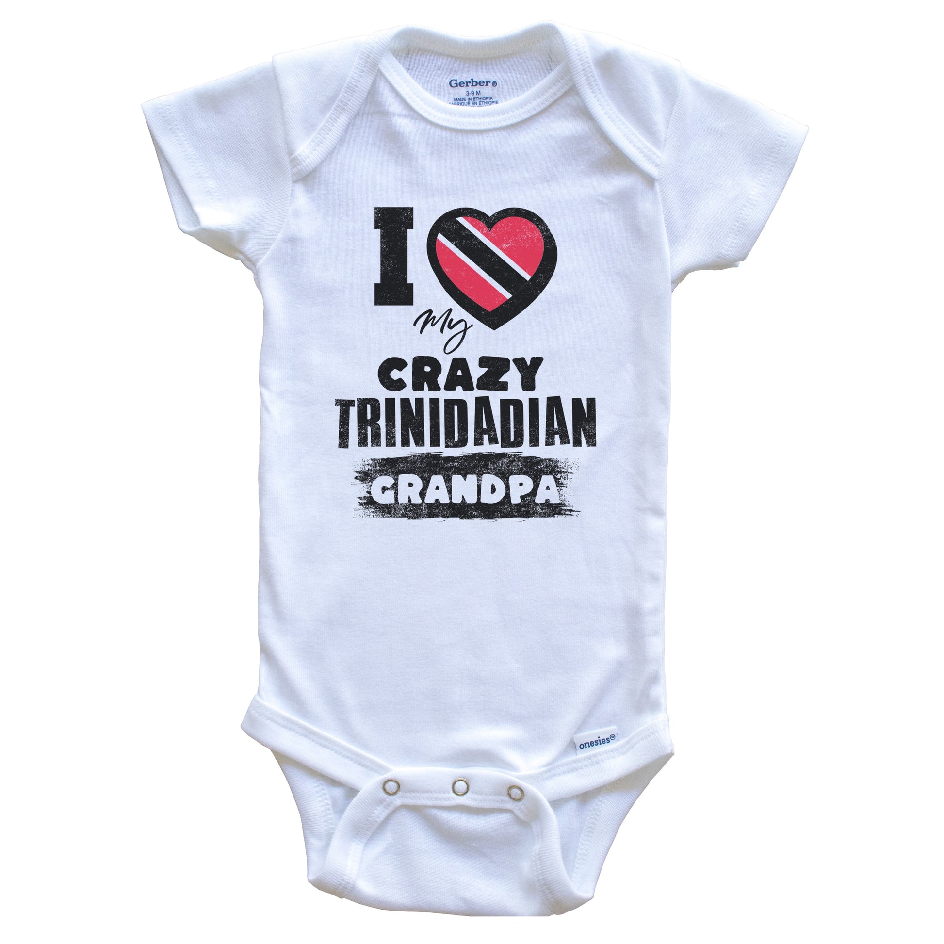 I Love My Crazy Trinidadian Grandpa Funny Trinidad and Tobago Flag Grandchild Baby Bodysuit