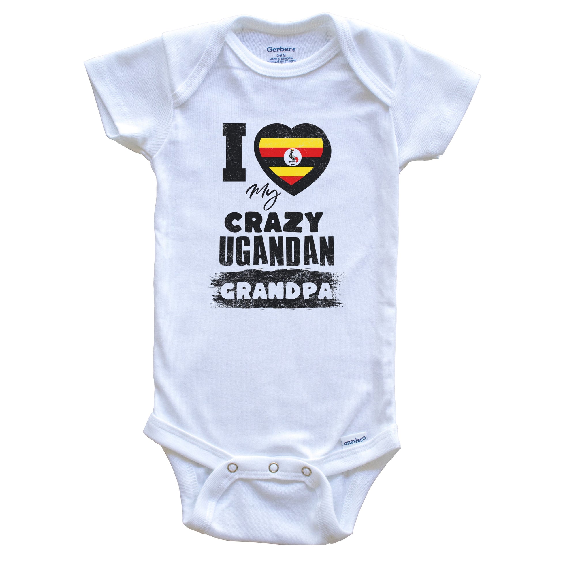 I Love My Crazy Ugandan Grandpa Funny Uganda Flag Grandchild Baby Bodysuit