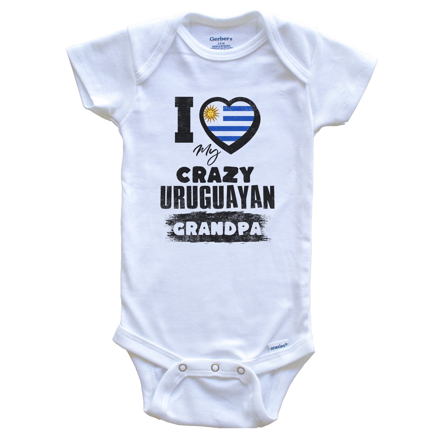 I Love My Crazy Uruguayan Grandpa Funny Uruguay Flag Grandchild Baby Bodysuit