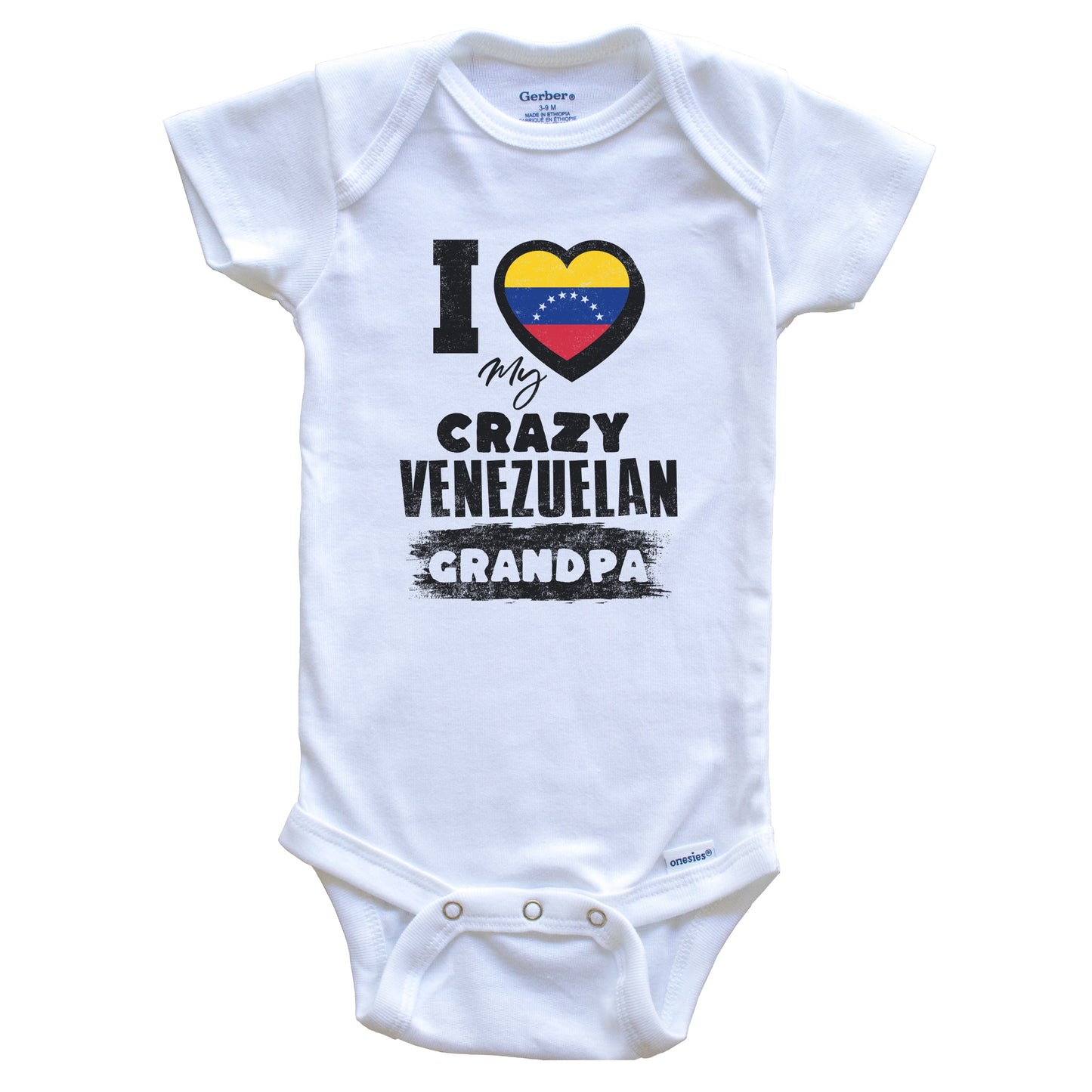 I Love My Crazy Venezuelan Grandpa Funny Venezuela Flag Grandchild Baby Bodysuit