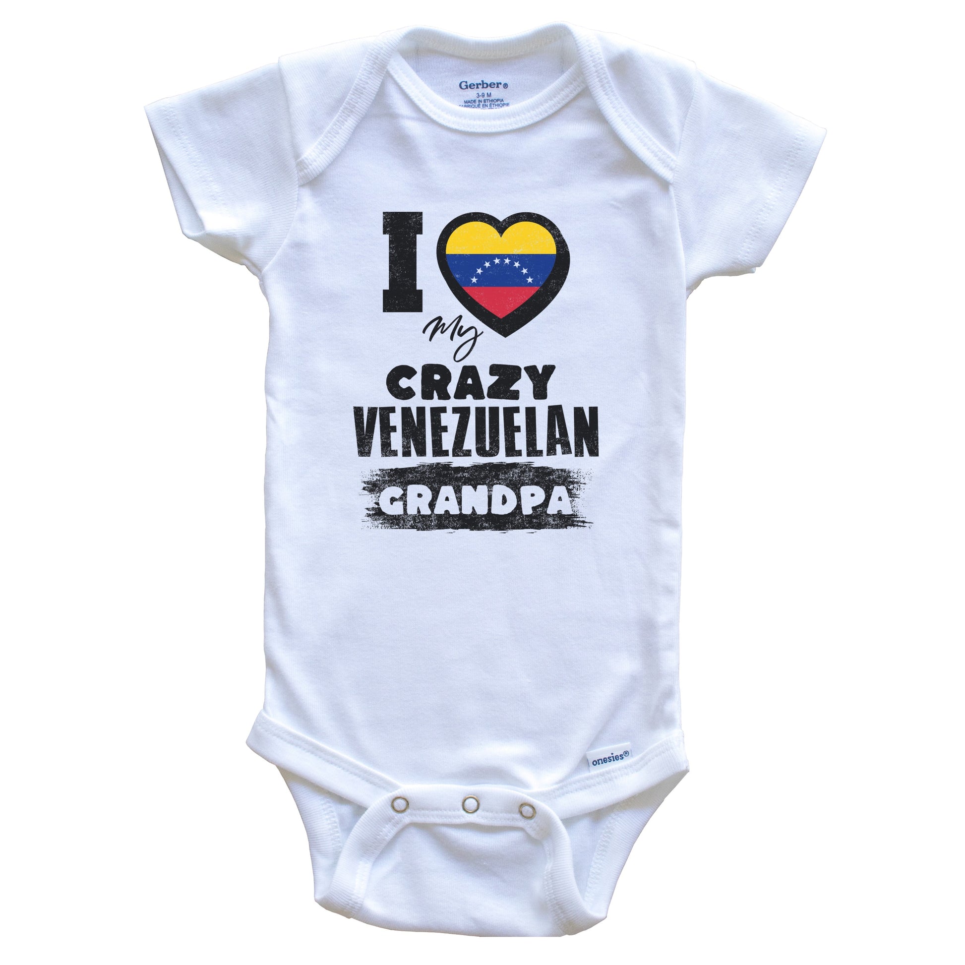 I Love My Crazy Venezuelan Grandpa Funny Venezuela Flag Grandchild Baby Bodysuit