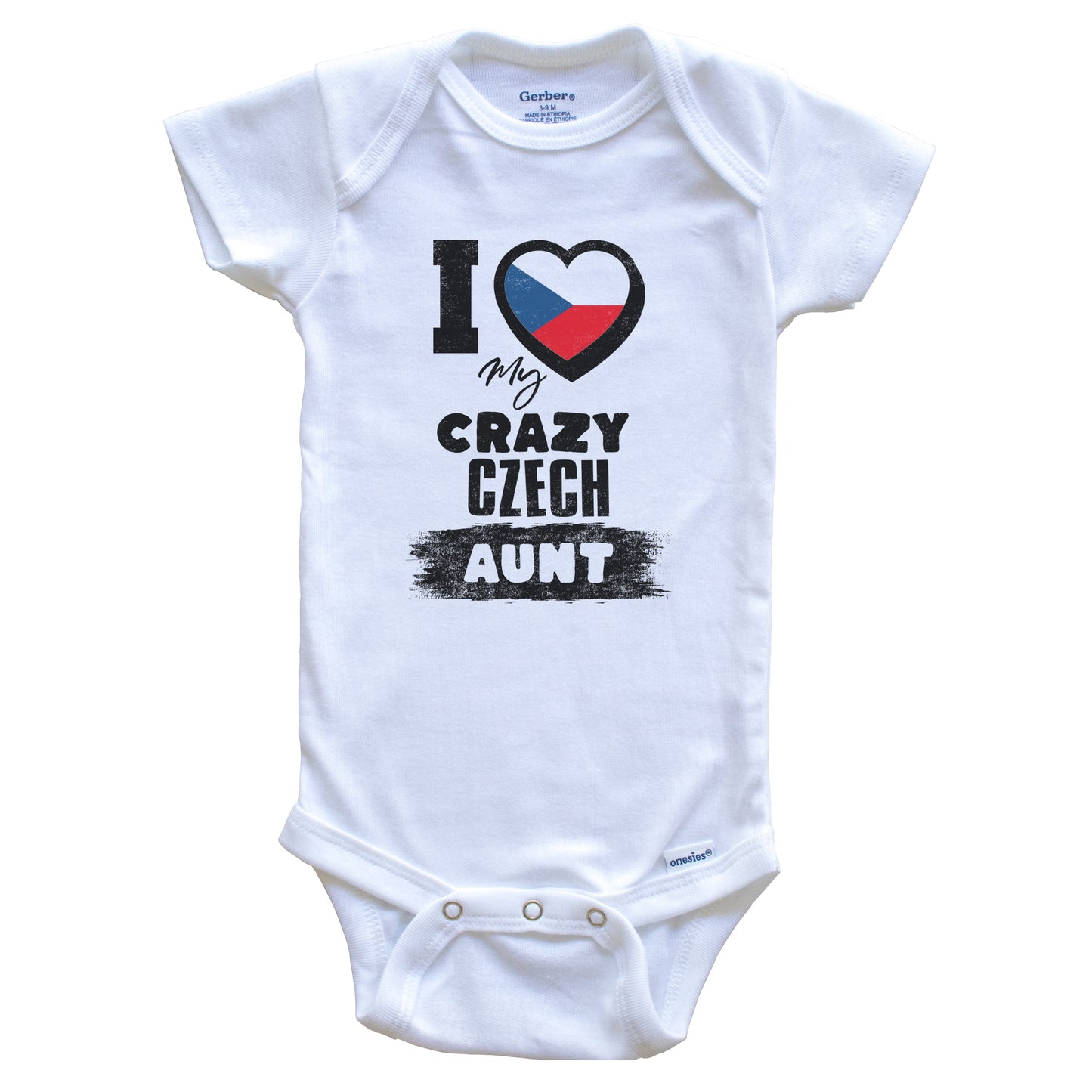 I Love My Crazy Czech Aunt Funny Czech Republic Flag Niece Nephew Baby Bodysuit