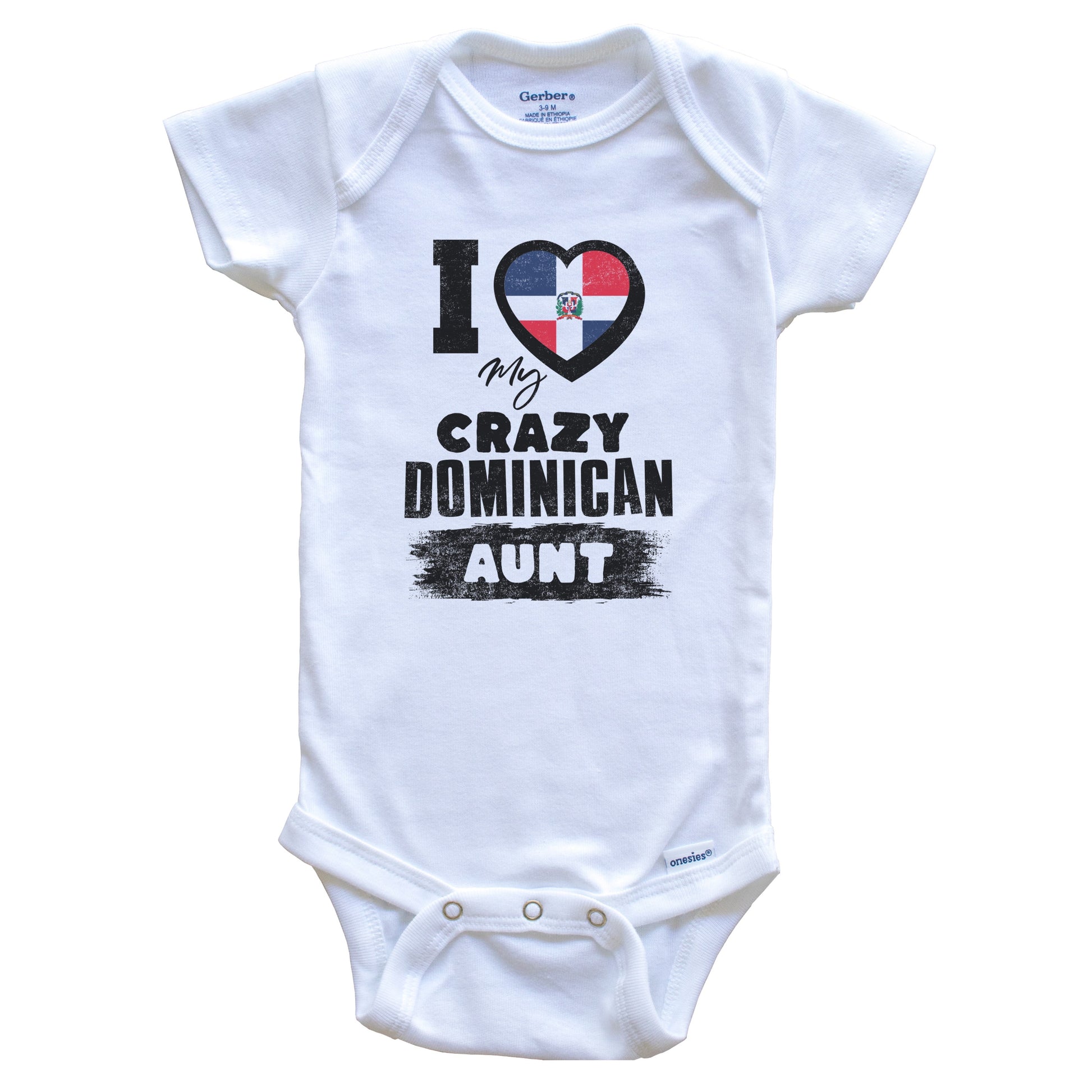 I Love My Crazy Dominican Aunt Funny Dominican Republic Flag Niece Nephew Baby Bodysuit