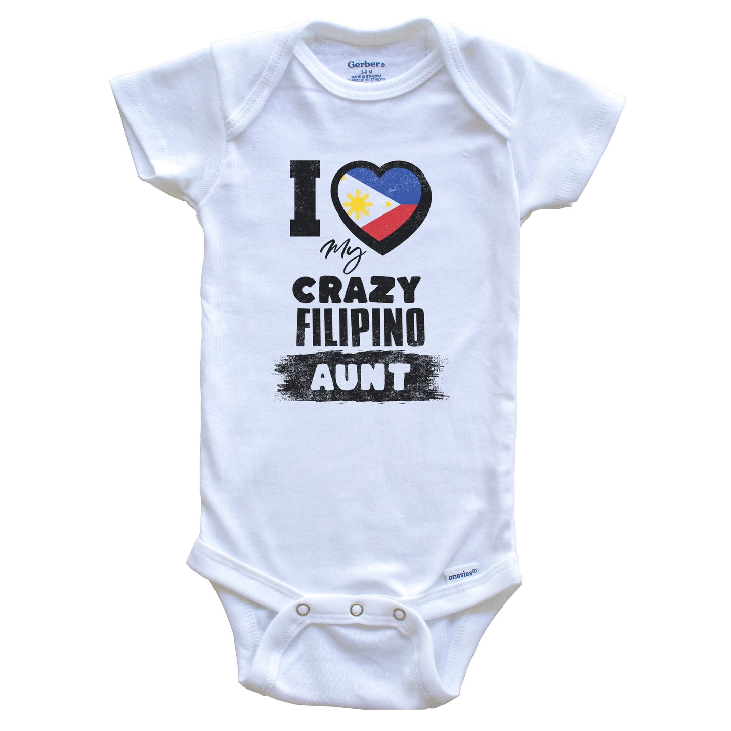 I Love My Crazy Filipino Aunt Funny Philippines Flag Niece Nephew Baby Bodysuit