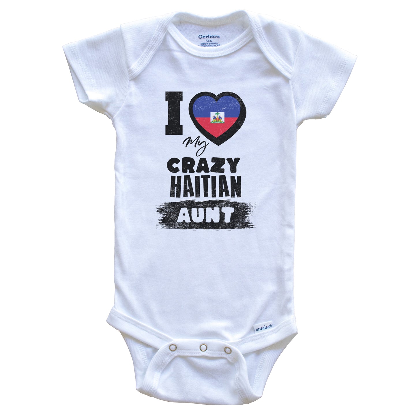 I Love My Crazy Haitian Aunt Funny Haiti Flag Niece Nephew Baby Bodysuit