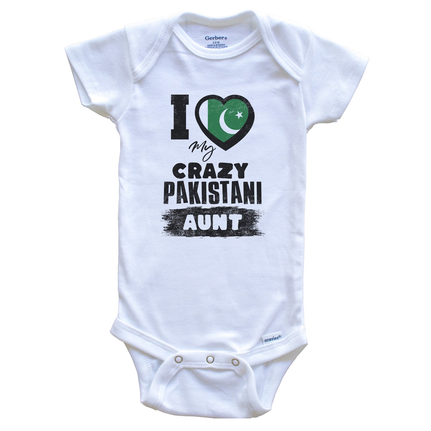 I Love My Crazy Pakistani Aunt Funny Pakistan Flag Niece Nephew Baby Bodysuit