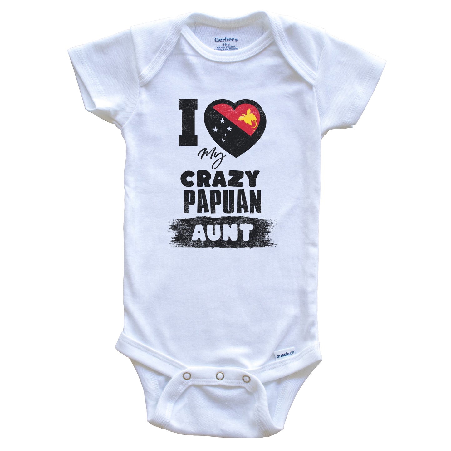 I Love My Crazy Papuan Aunt Funny Papua New Guinea Flag Niece Nephew Baby Bodysuit