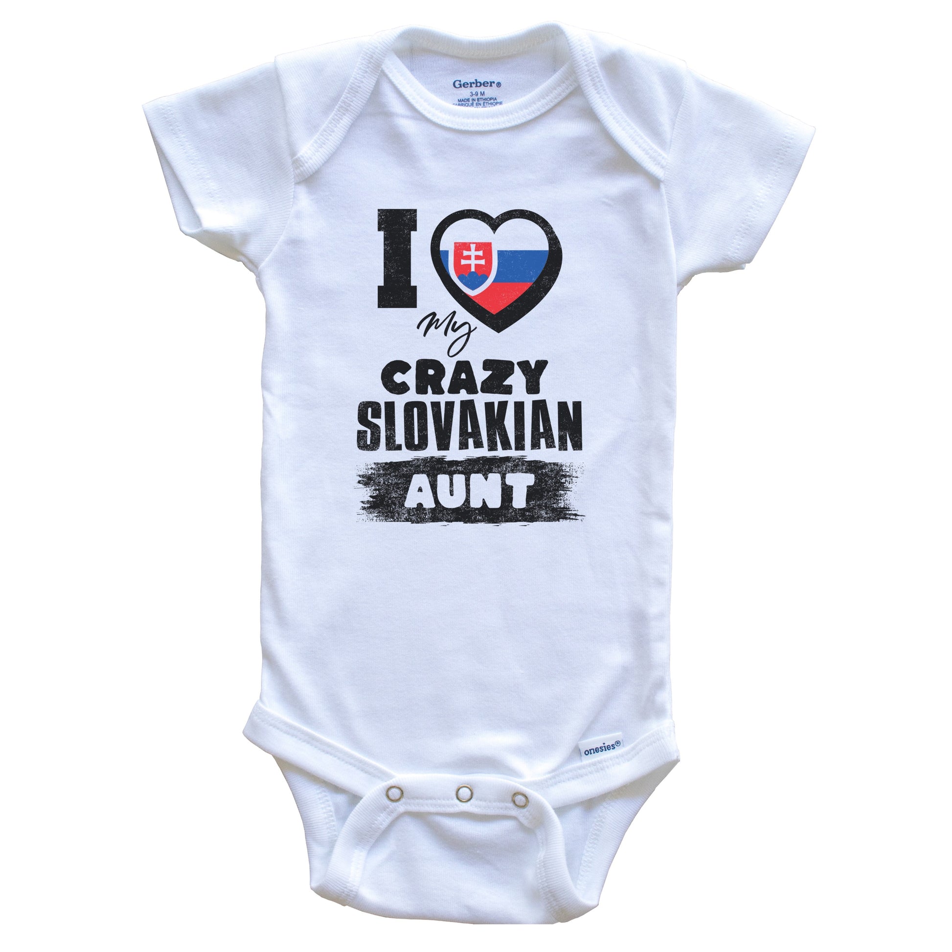 I Love My Crazy Slovakian Aunt Funny Slovakia Flag Niece Nephew Baby Bodysuit