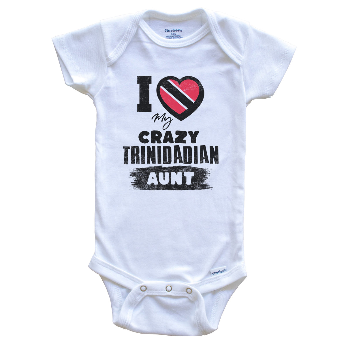 I Love My Crazy Trinidadian Aunt Funny Trinidad and Tobago Flag Niece Nephew Baby Bodysuit