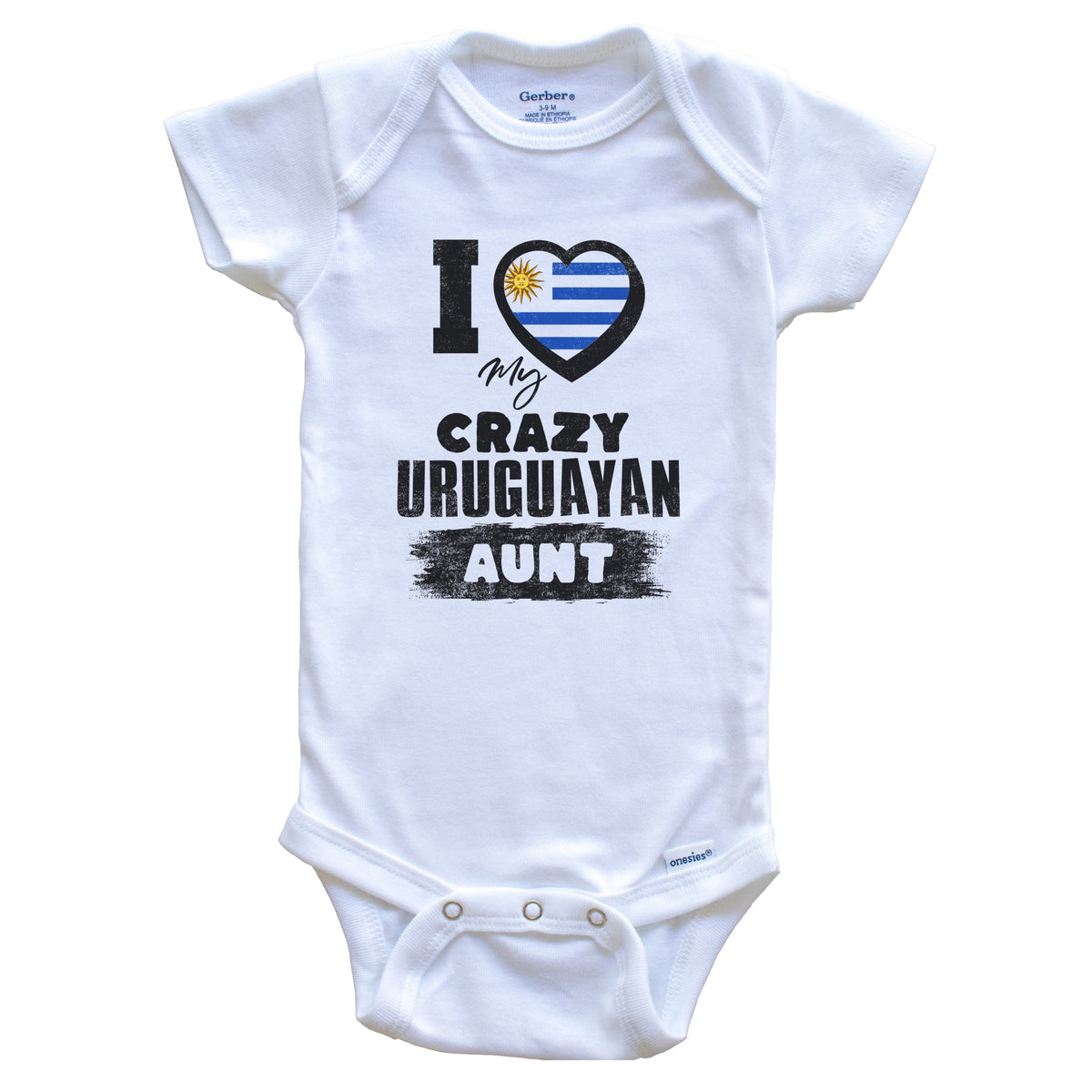 I Love My Crazy Uruguayan Aunt Funny Uruguay Flag Niece Nephew Baby Bodysuit