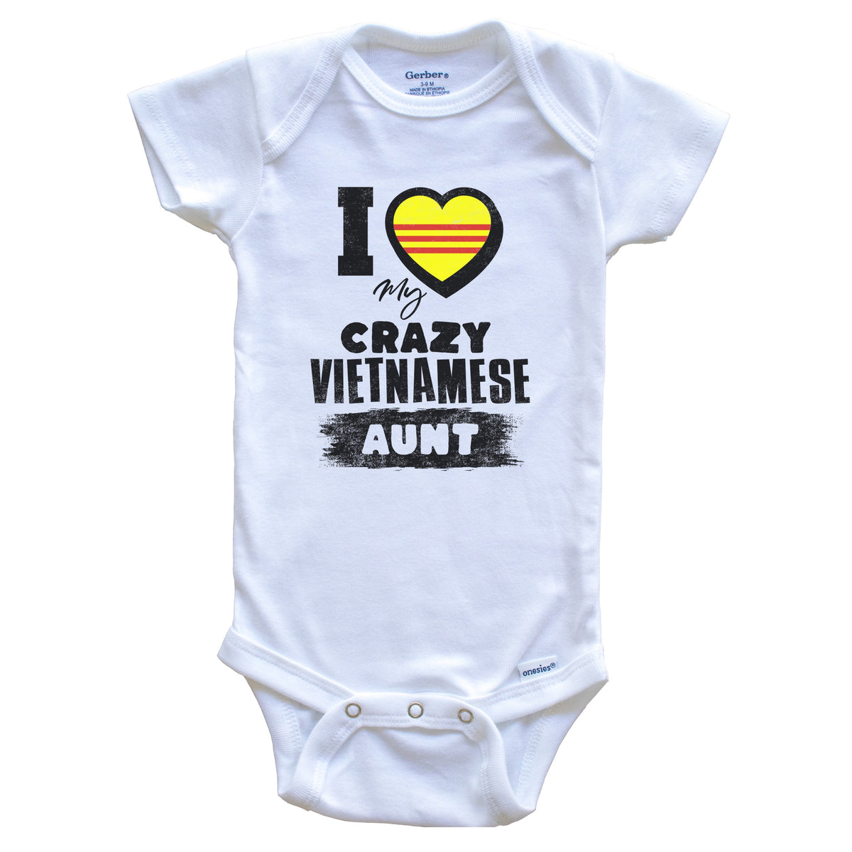 I Love My Crazy Vietnamese Aunt Funny Vietnam Flag Niece Nephew Baby Bodysuit