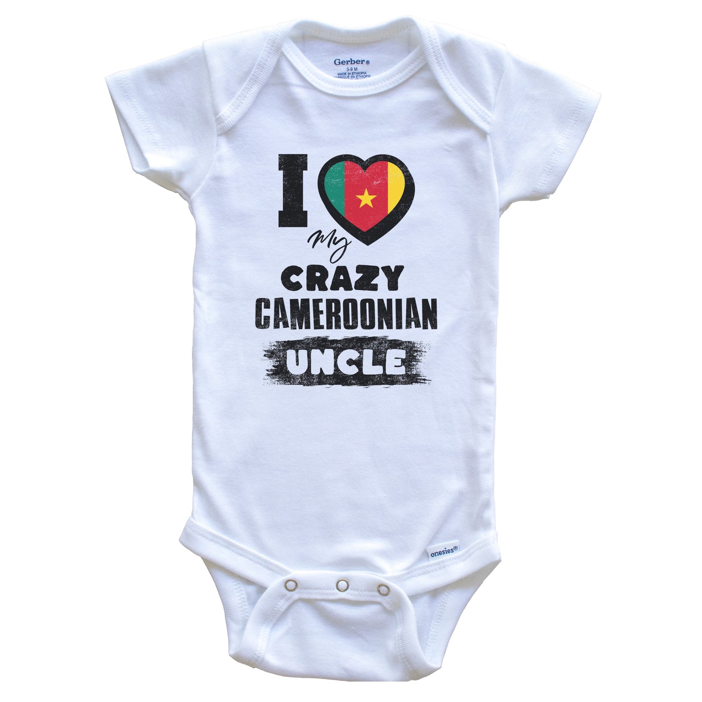 I Love My Crazy Cameroonian Uncle Funny Cameroon Flag Niece Nephew Baby Bodysuit