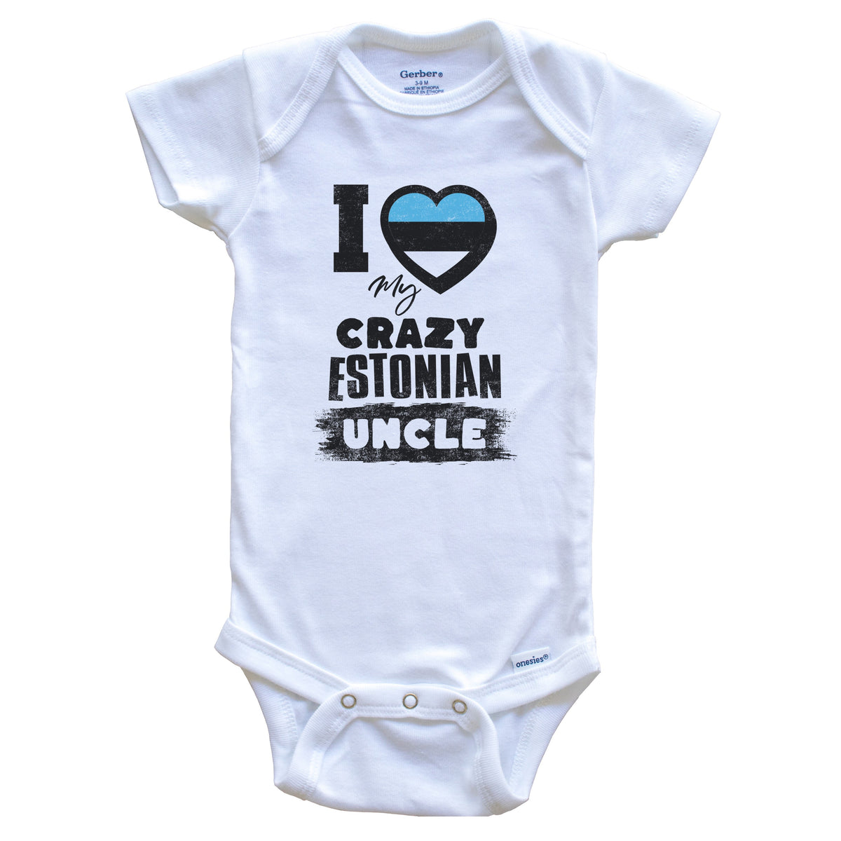 I Love My Crazy Estonian Uncle Funny Estonia Flag Niece Nephew Baby Bodysuit