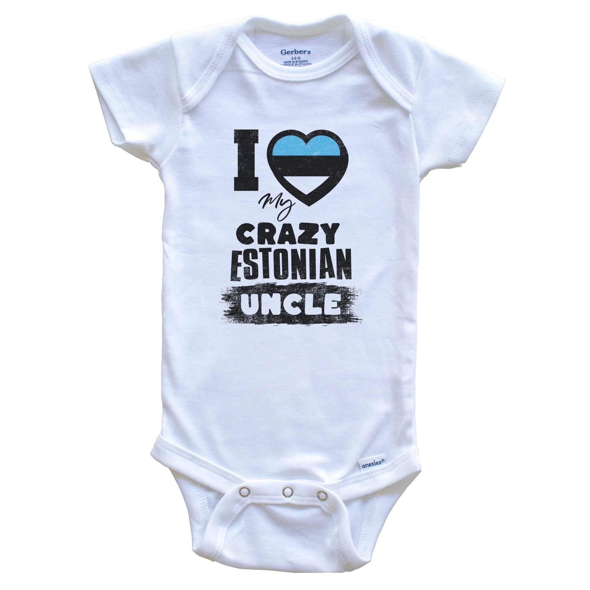 I Love My Crazy Estonian Uncle Funny Estonia Flag Niece Nephew Baby Bodysuit