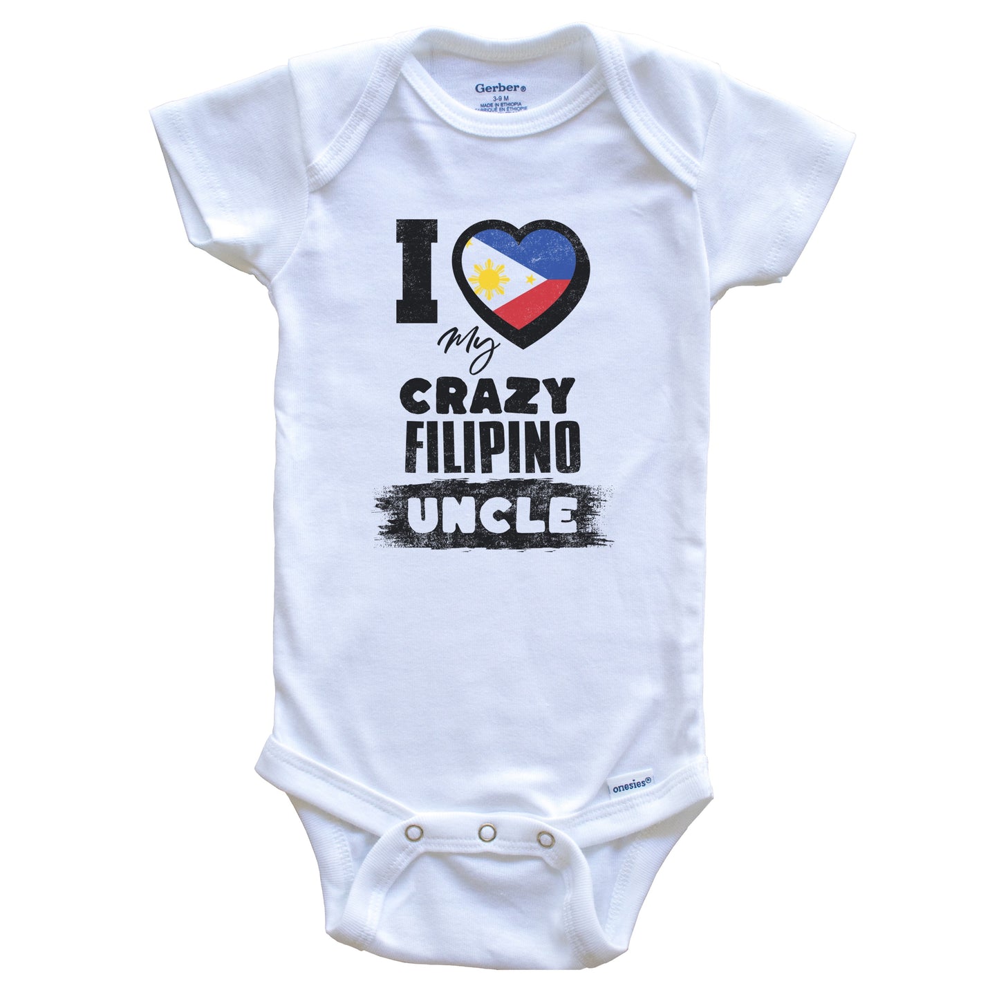 I Love My Crazy Filipino Uncle Funny Philippines Flag Niece Nephew Baby Bodysuit