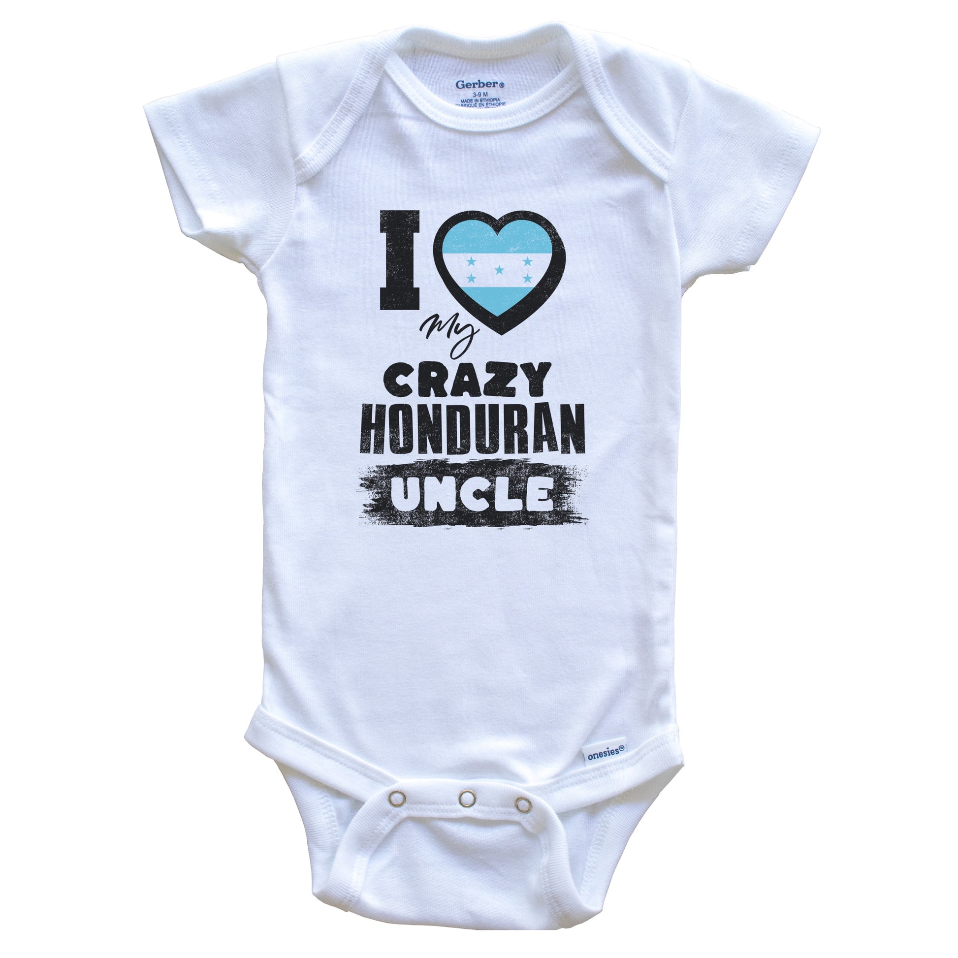 I Love My Crazy Honduran Uncle Funny Honduras Flag Niece Nephew Baby Bodysuit