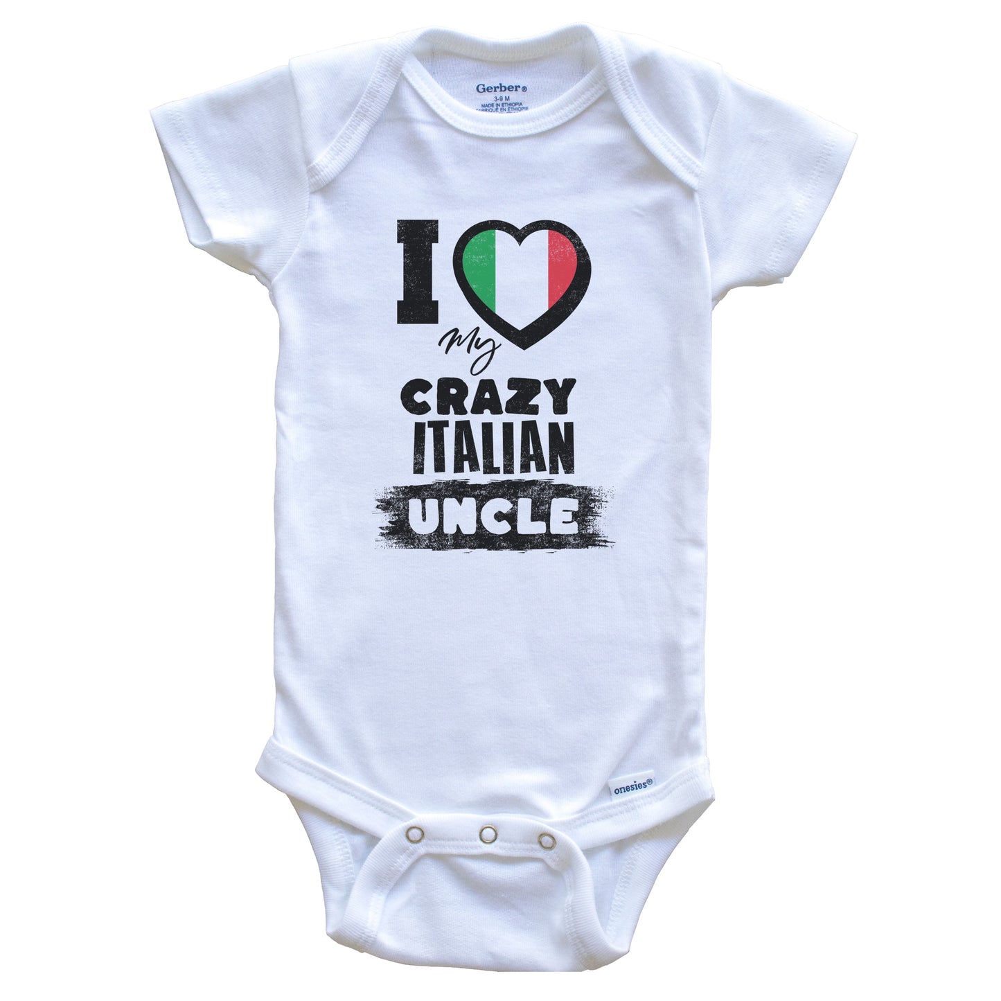 I Love My Crazy Italian Uncle Funny Italy Flag Niece Nephew Baby Bodysuit