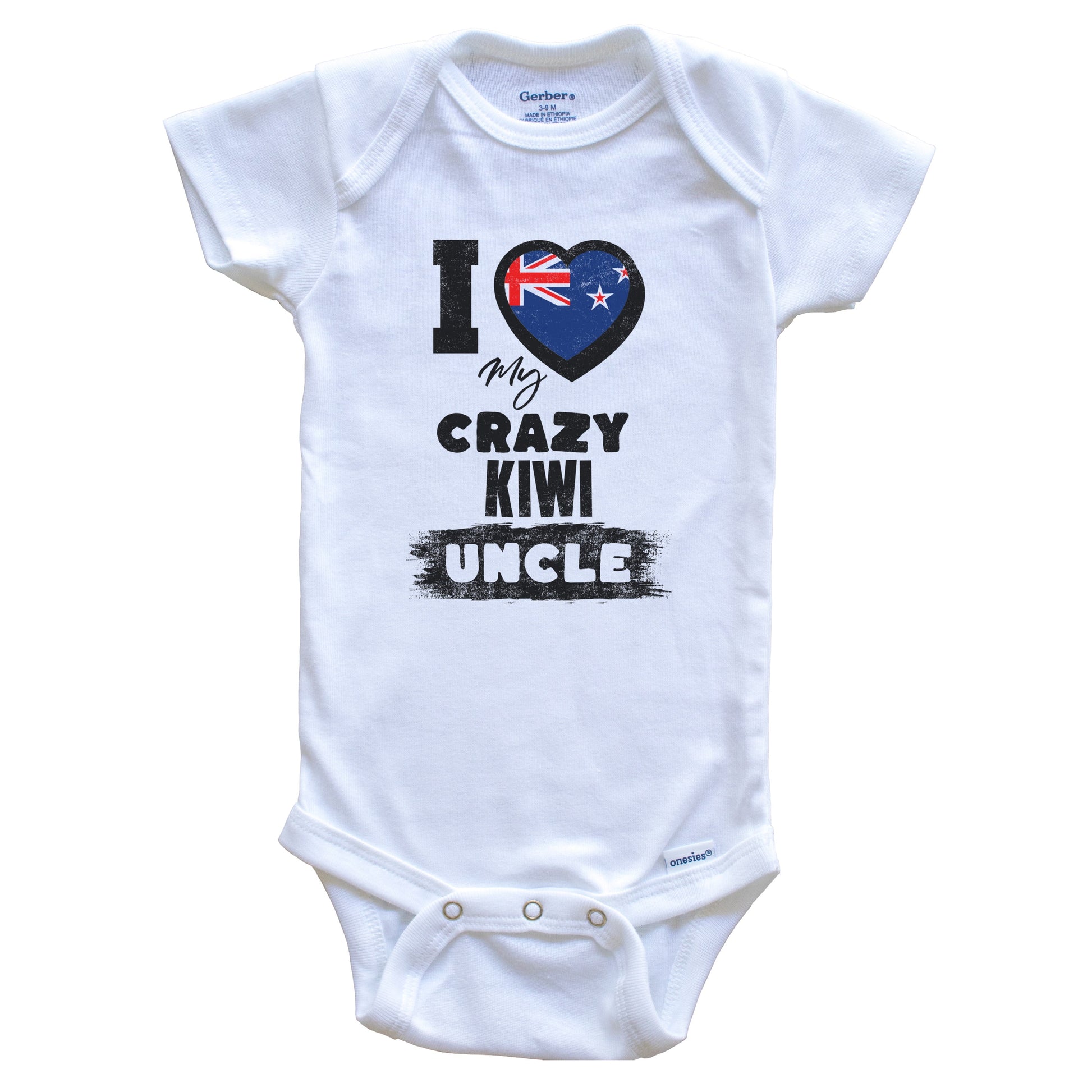 I Love My Crazy Kiwi Uncle Funny New Zealand Flag Niece Nephew Baby Bodysuit