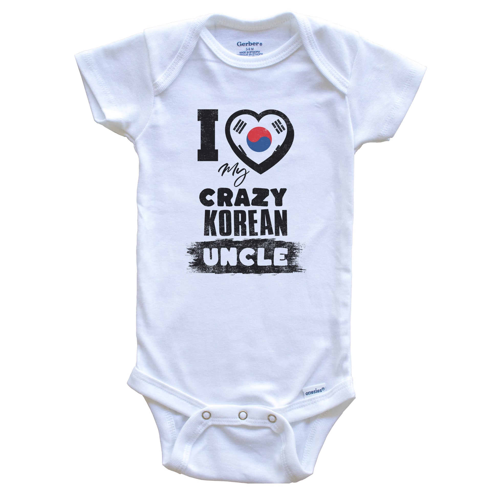 I Love My Crazy Korean Uncle Funny Korea Flag Niece Nephew Baby Bodysuit