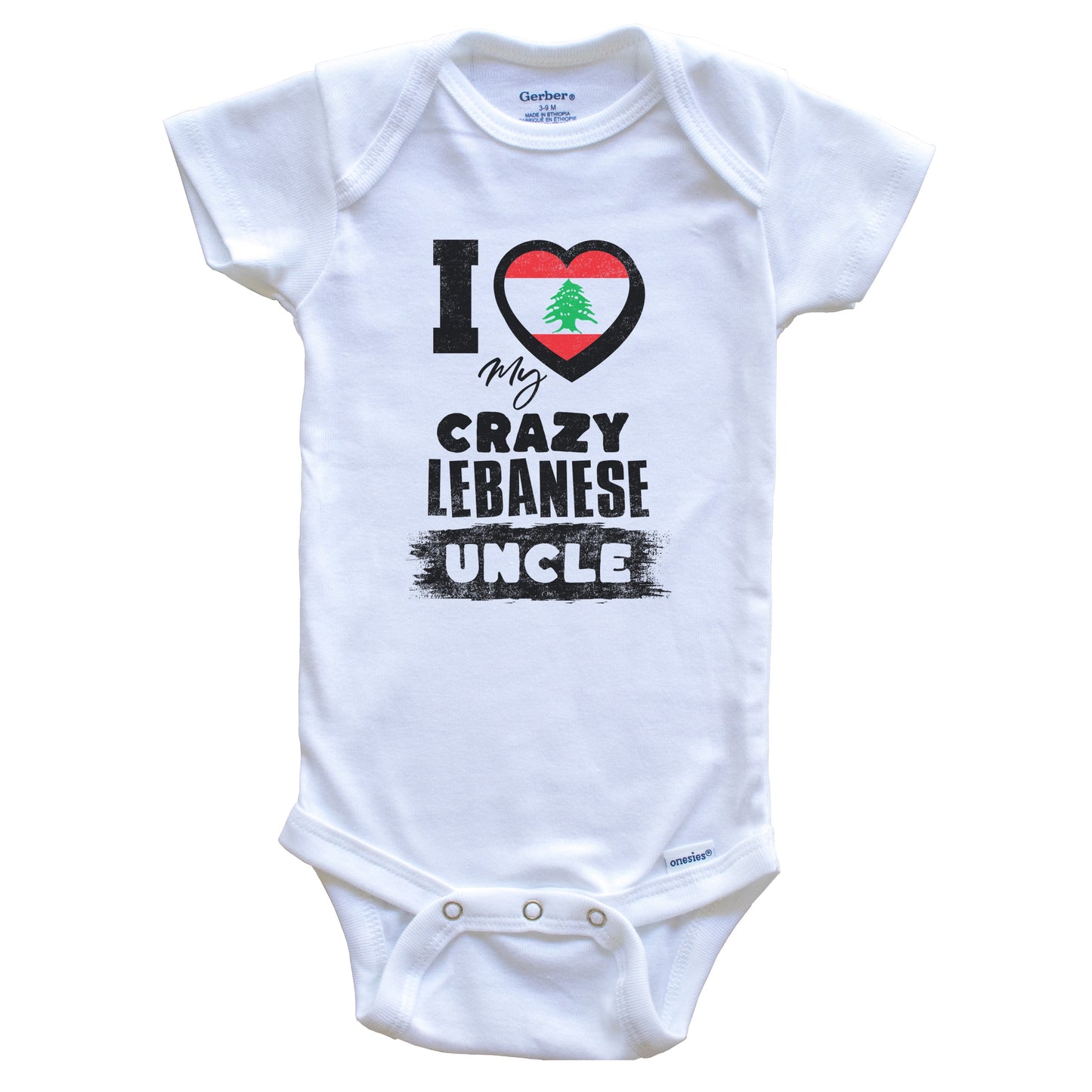 I Love My Crazy Lebanese Uncle Funny Lebanon Flag Niece Nephew Baby Bodysuit