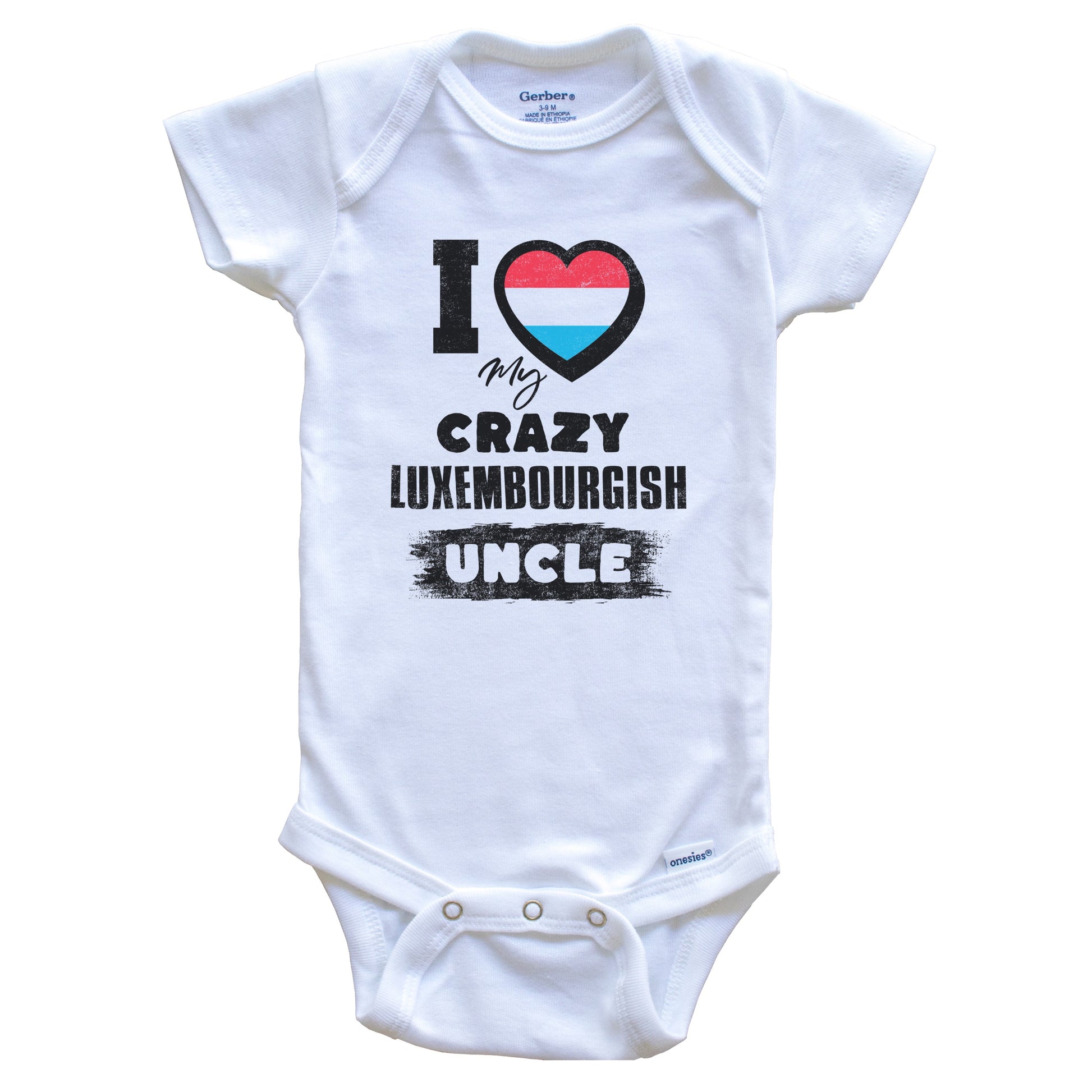 I Love My Crazy Luxembourgish Uncle Funny Luxembourg Flag Niece Nephew Baby Bodysuit