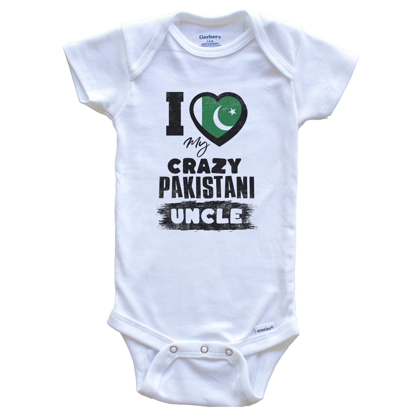 I Love My Crazy Pakistani Uncle Funny Pakistan Flag Niece Nephew Baby Bodysuit