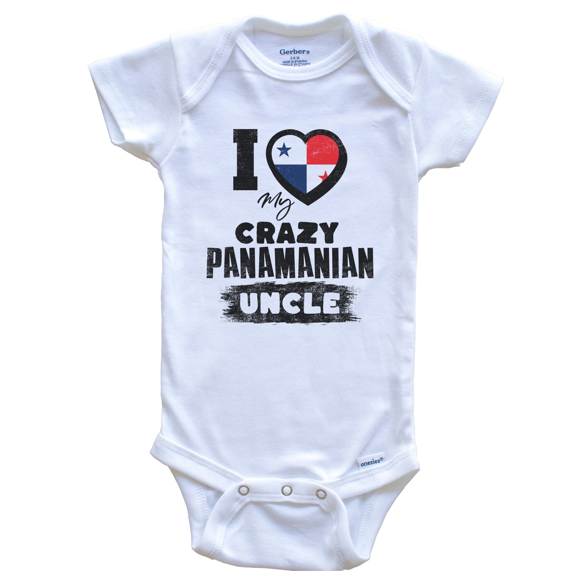 I Love My Crazy Panamanian Uncle Funny Panama Flag Niece Nephew Baby Bodysuit