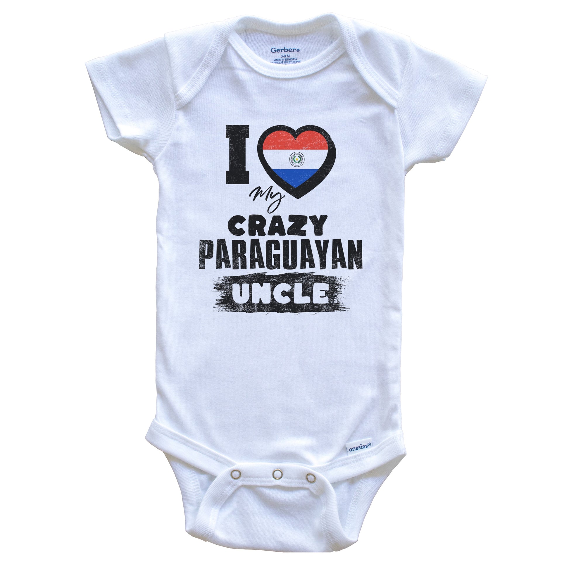 I Love My Crazy Paraguayan Uncle Funny Paraguay Flag Niece Nephew Baby Bodysuit