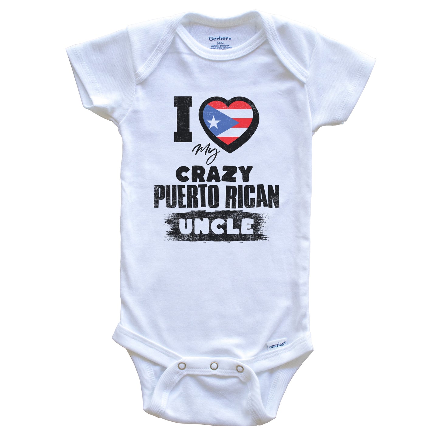 I Love My Crazy Puerto Rican Uncle Funny Puerto Rico Flag Niece Nephew Baby Bodysuit
